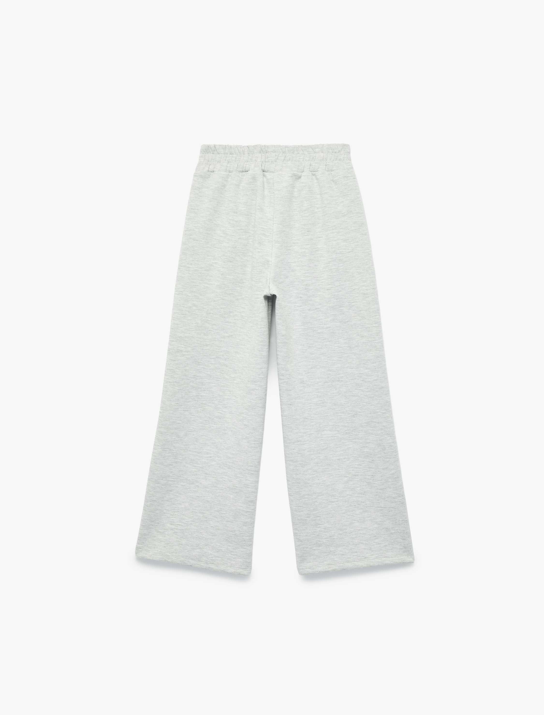  Kız Çocuk Beli Lastikli Viskon Karışımlı Cepli Geniş Paça Pantolon