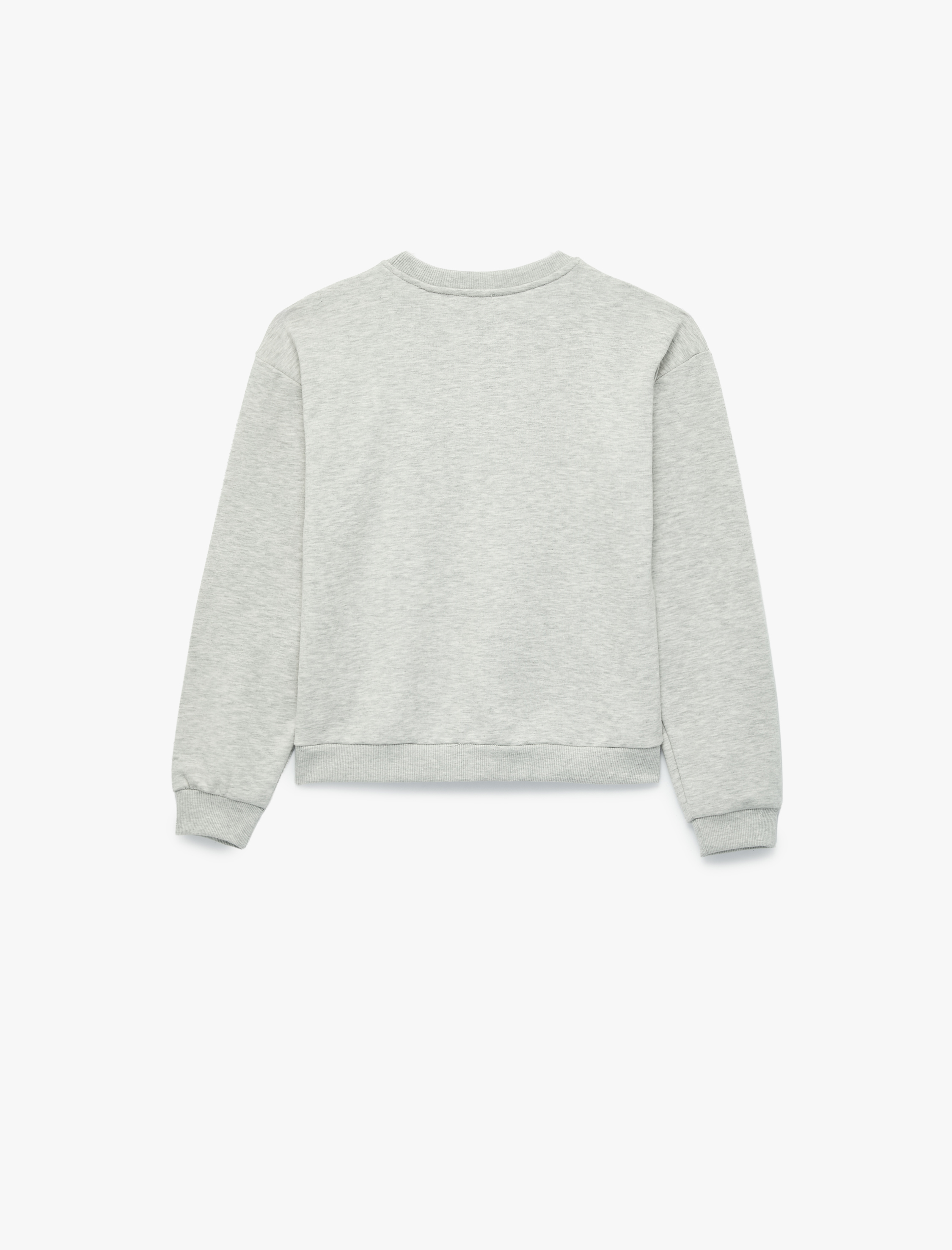  Kız Çocuk Uzun Kollu Bisiklet Yaka Panda Baskılı Pullu Payetli Sweatshirt