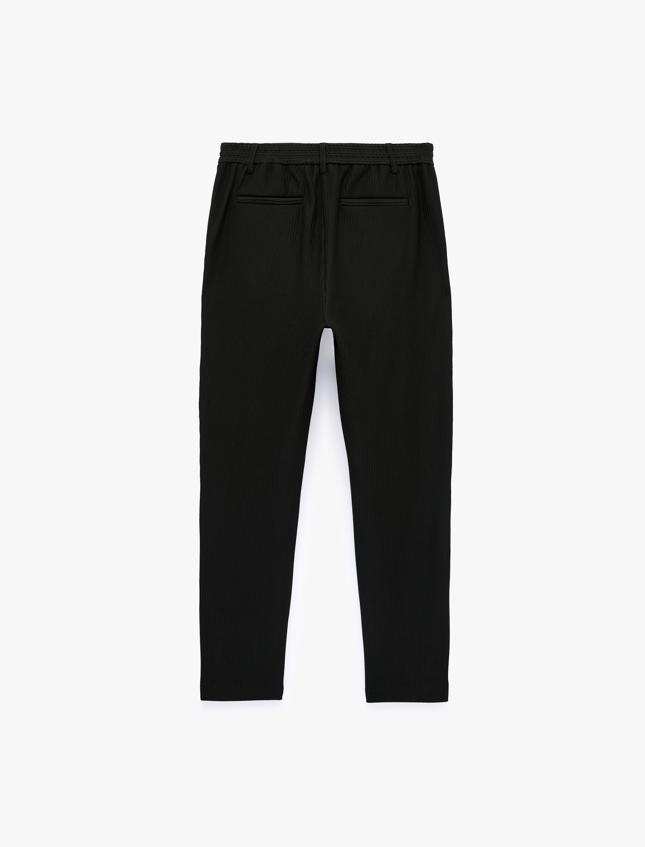   Pileli Dokulu Cepli Slim Fit Pantolon