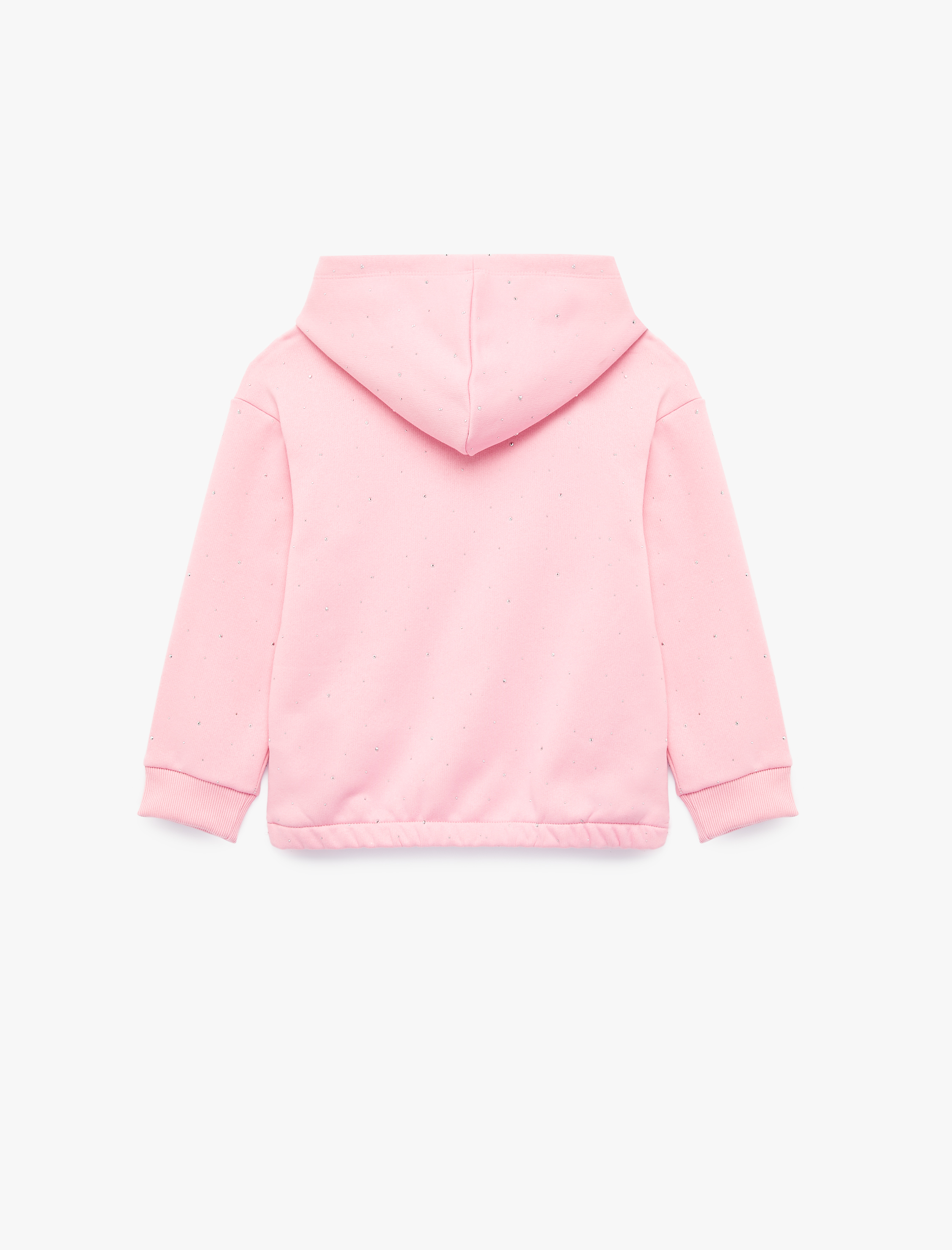  Kız Çocuk Taş Detaylı Uzun Kollu Fermuarlı Şardonlu Kapşonlu Sweatshirt