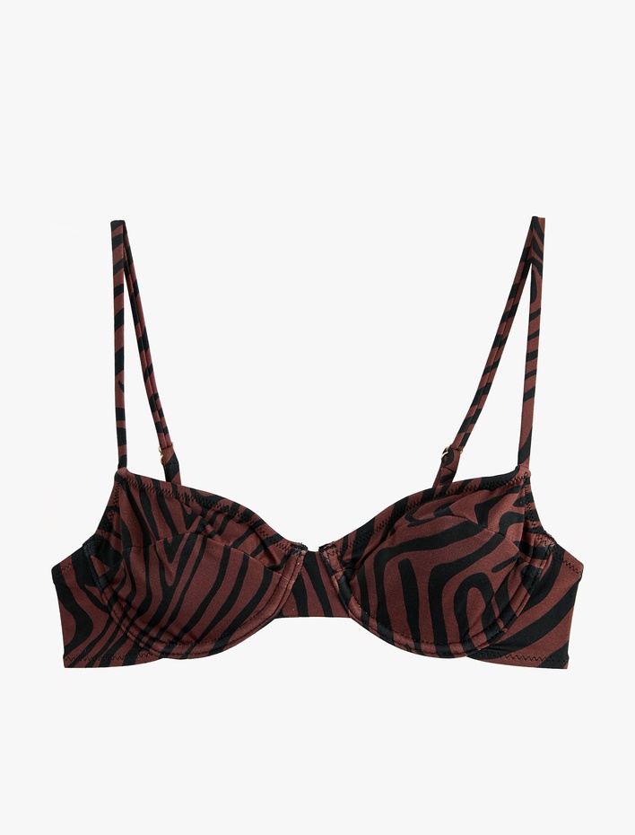  Zebra Desenli Balenli Bikini Üstü