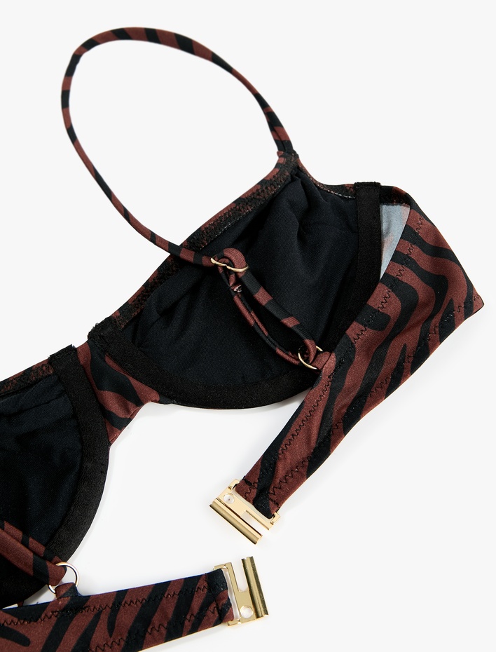  Zebra Desenli Balenli Bikini Üstü
