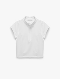 Yarım Fermuarlı Slim Fit Dik Yaka Kısa Kollu Spor Tişört