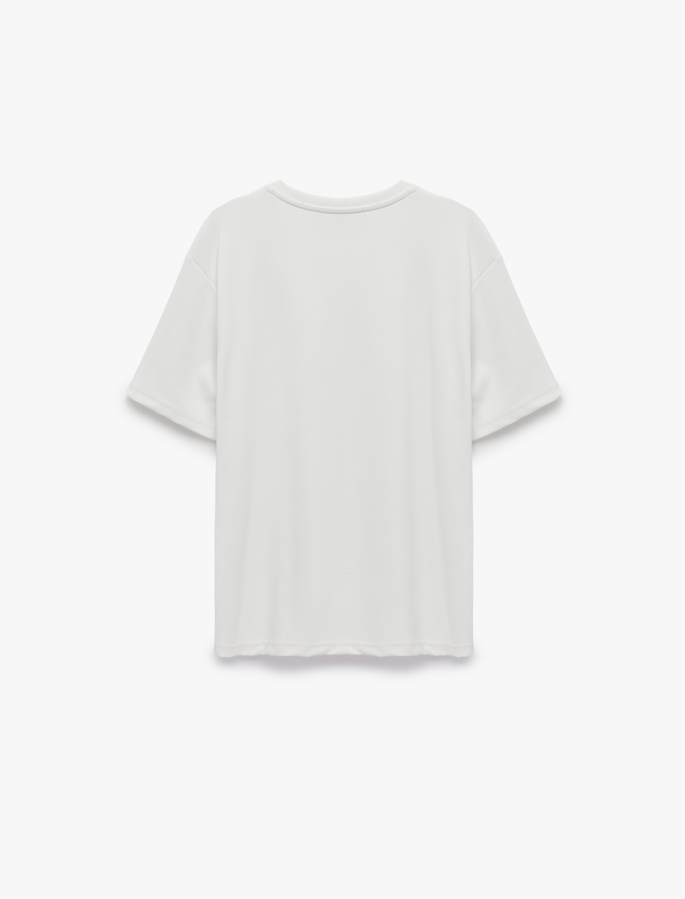   Kısa Kollu Bisiklet Yaka Basic Oversize Tişört