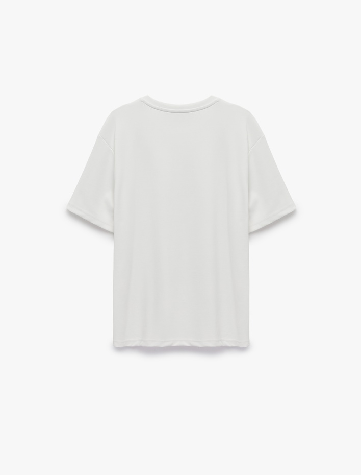  Kısa Kollu Bisiklet Yaka Basic Oversize Tişört