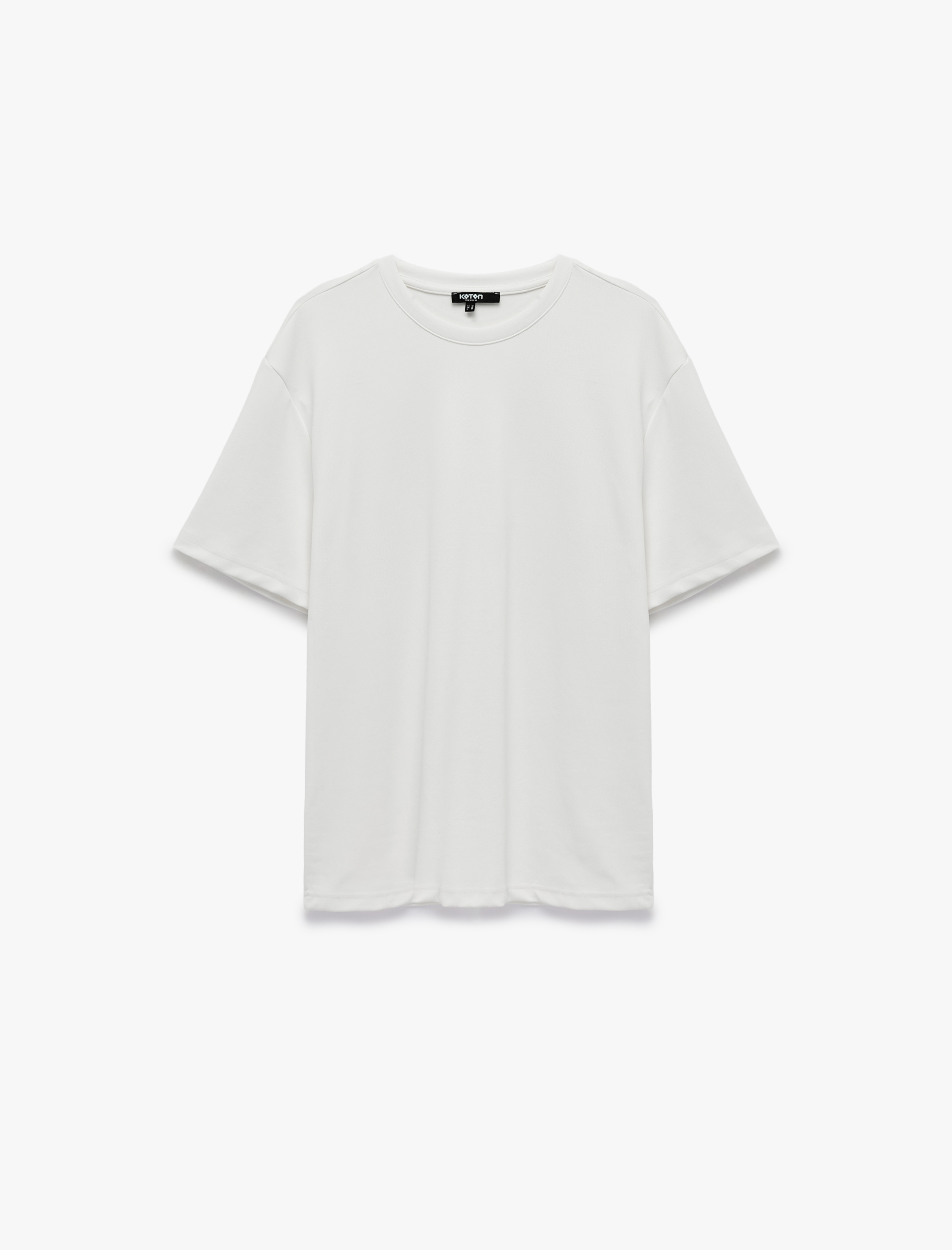   Kısa Kollu Bisiklet Yaka Basic Oversize Tişört