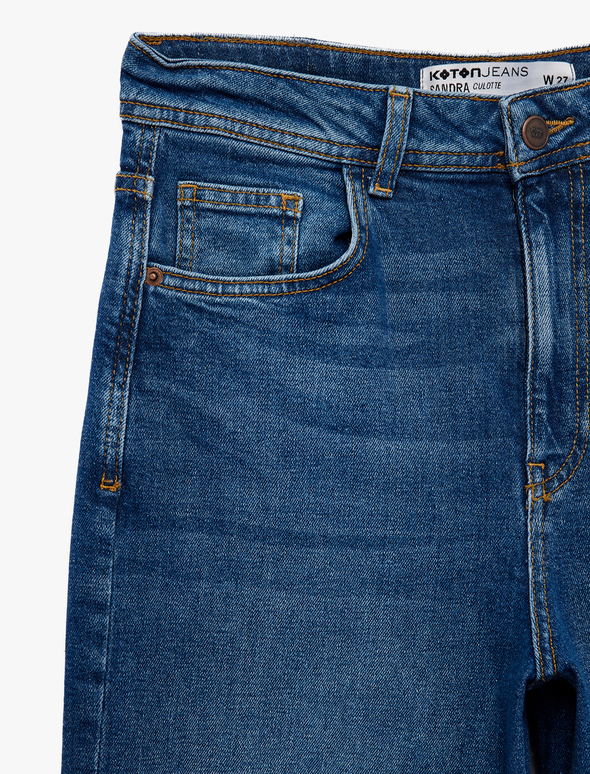   Pamuklu Regular Fit Kısa Geniş Paça Denim Pantolon - Culotte Jeans