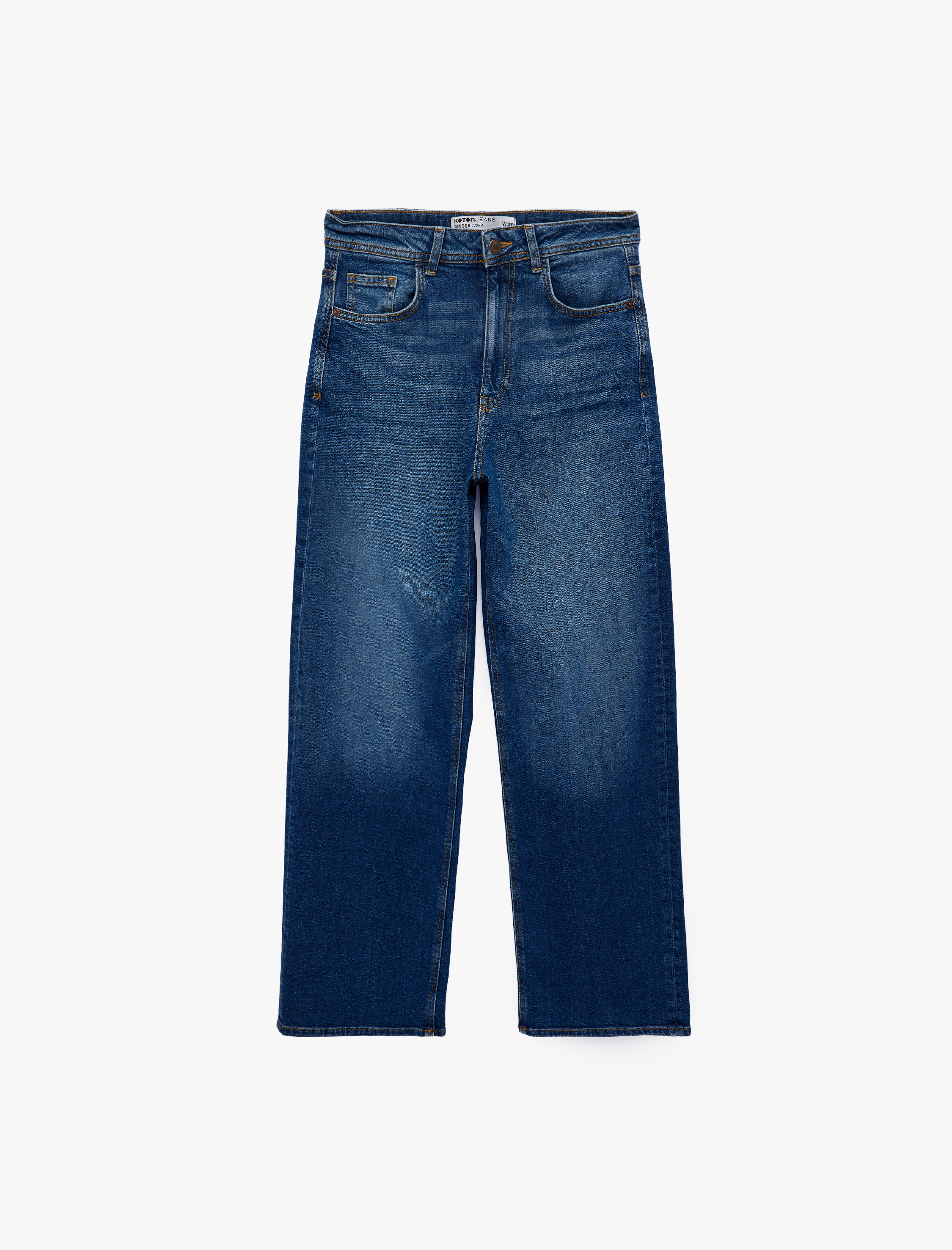   Pamuklu Regular Fit Kısa Geniş Paça Denim Pantolon - Culotte Jeans