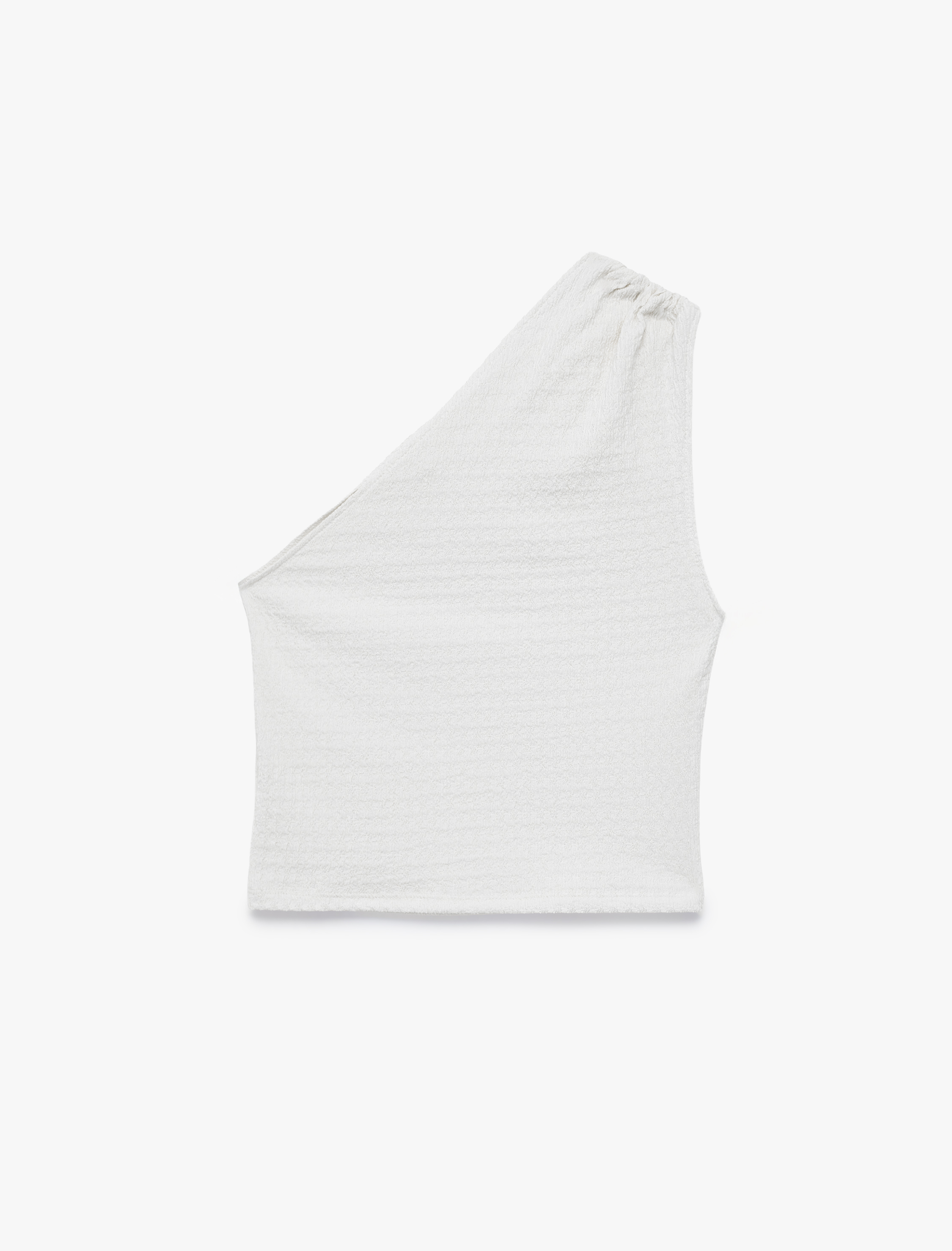   Bürümcük Kumaş Dokulu Slim Fit Metal Aksesuarlı Tek Omuz Bluz