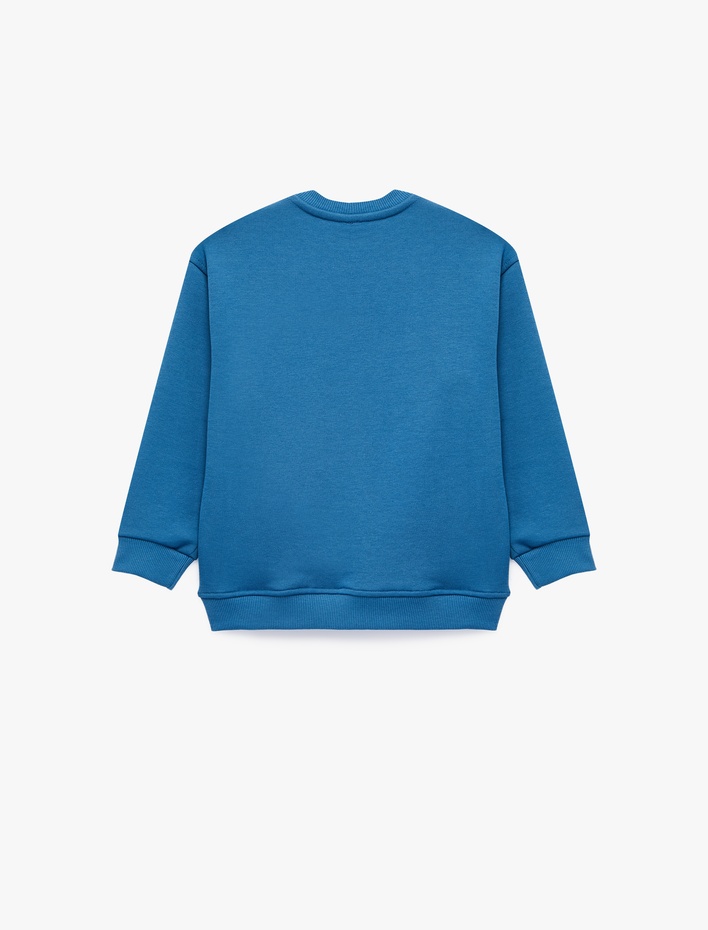 Erkek Çocuk Baskılı Uzun Kollu Bisiklet Yaka Sweatshirt
