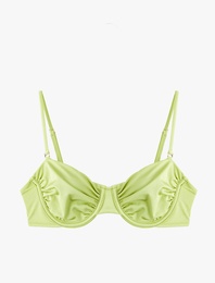 Büzgülü Kalp Yaka Balenli Bikini Üstü Çıkarılabilir Askılı