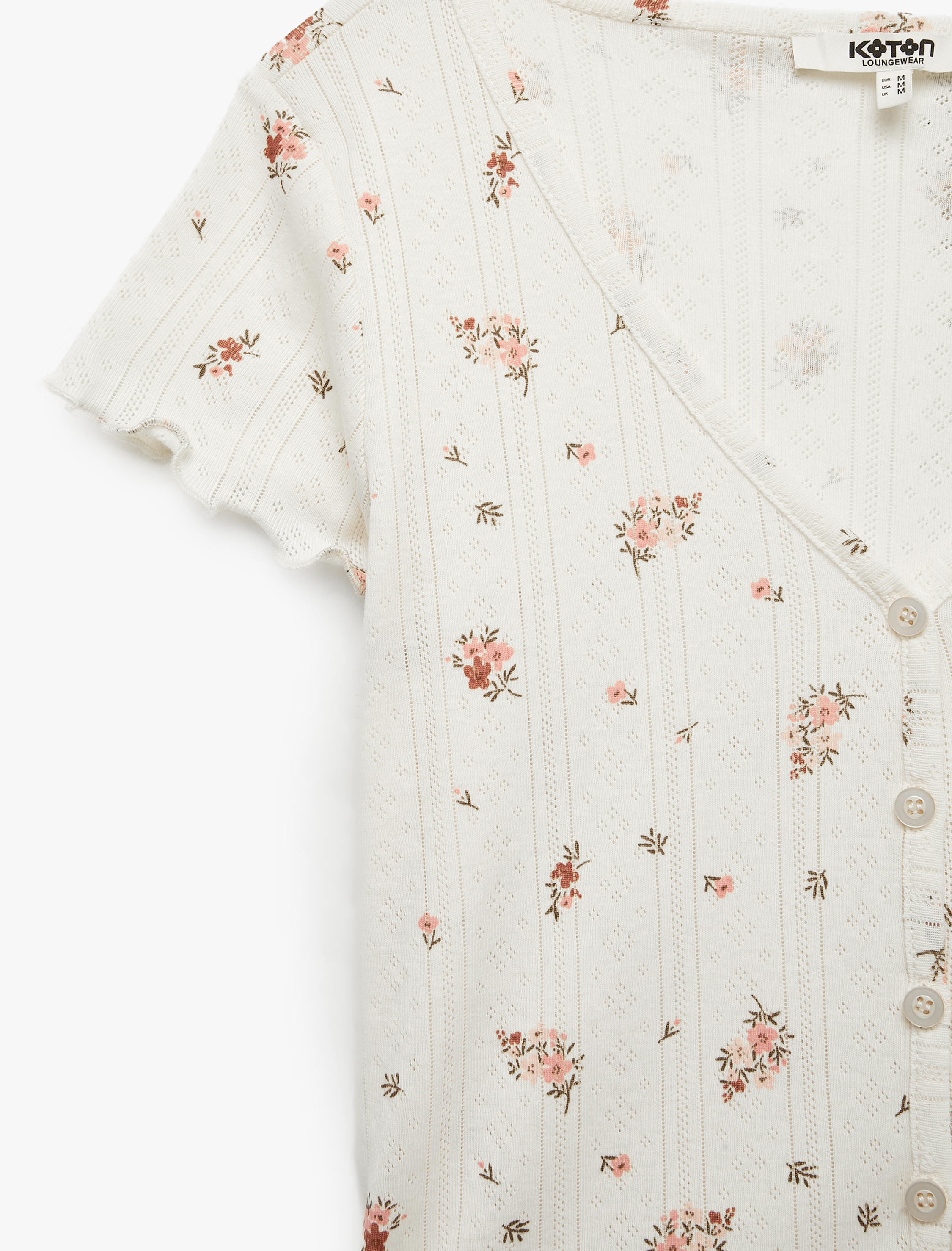   Rahat Kesim Pamuklu Kısa Kollu Çiçek Desenli Pijama Takımı