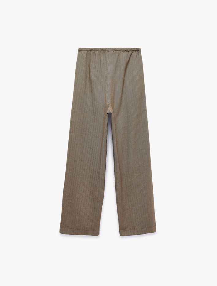  Cepli Beli Bağcıklı Düz Bol Paça Pantolon