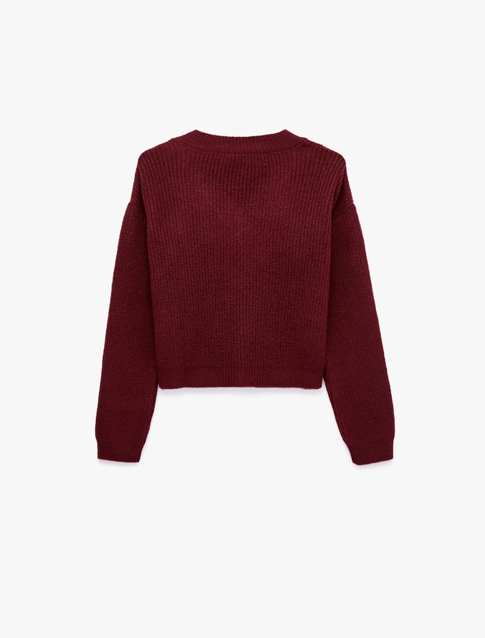  Uzun Kollu V Yaka Triko Kazak