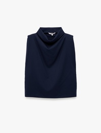Boxy Fit Dik Degaje Yaka Kolsuz Bluz