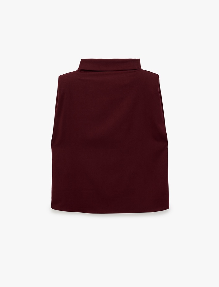  Boxy Fit Dik Degaje Yaka Kolsuz Bluz