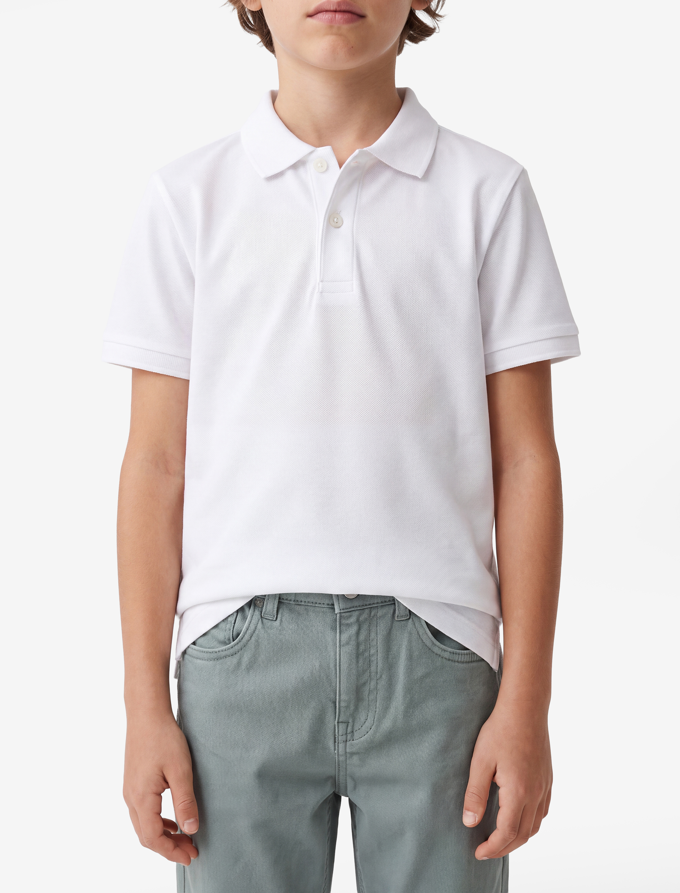  Erkek Çocuk Pamuklu Düğmeli Kısa Kollu Basic Polo Yaka Tişört