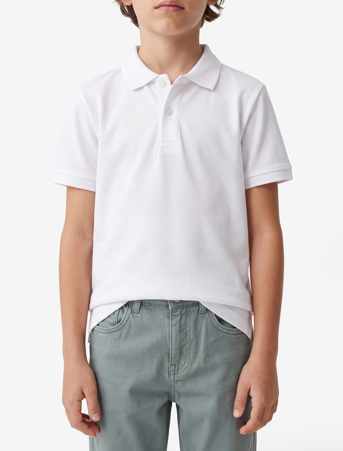 Erkek Çocuk Pamuklu Düğmeli Kısa Kollu Basic Polo Yaka Tişört