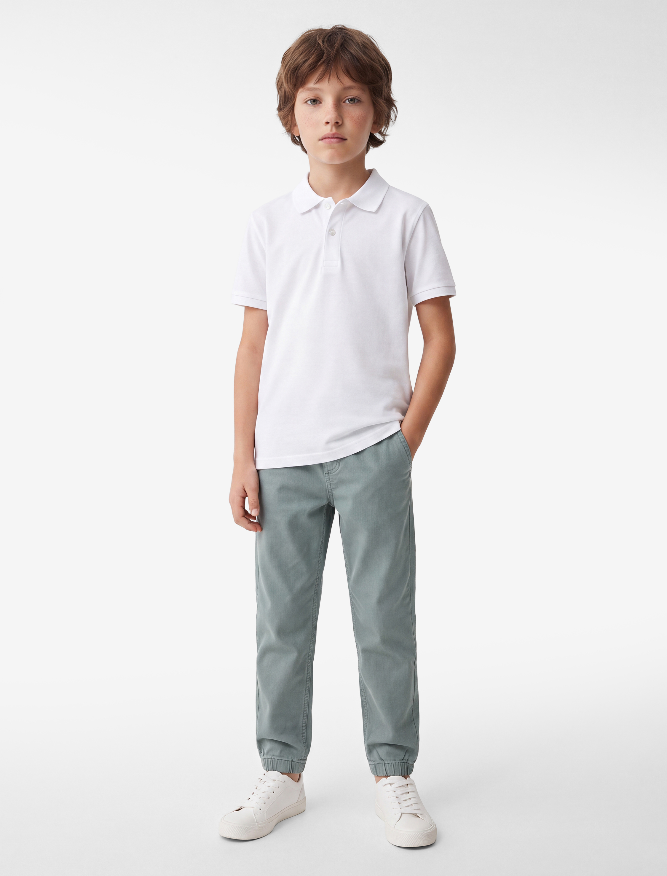  Erkek Çocuk Pamuklu Düğmeli Kısa Kollu Basic Polo Yaka Tişört