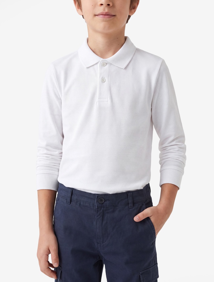 Erkek Çocuk Pamuklu Uzun Kollu Basic Polo Yaka Tişört
