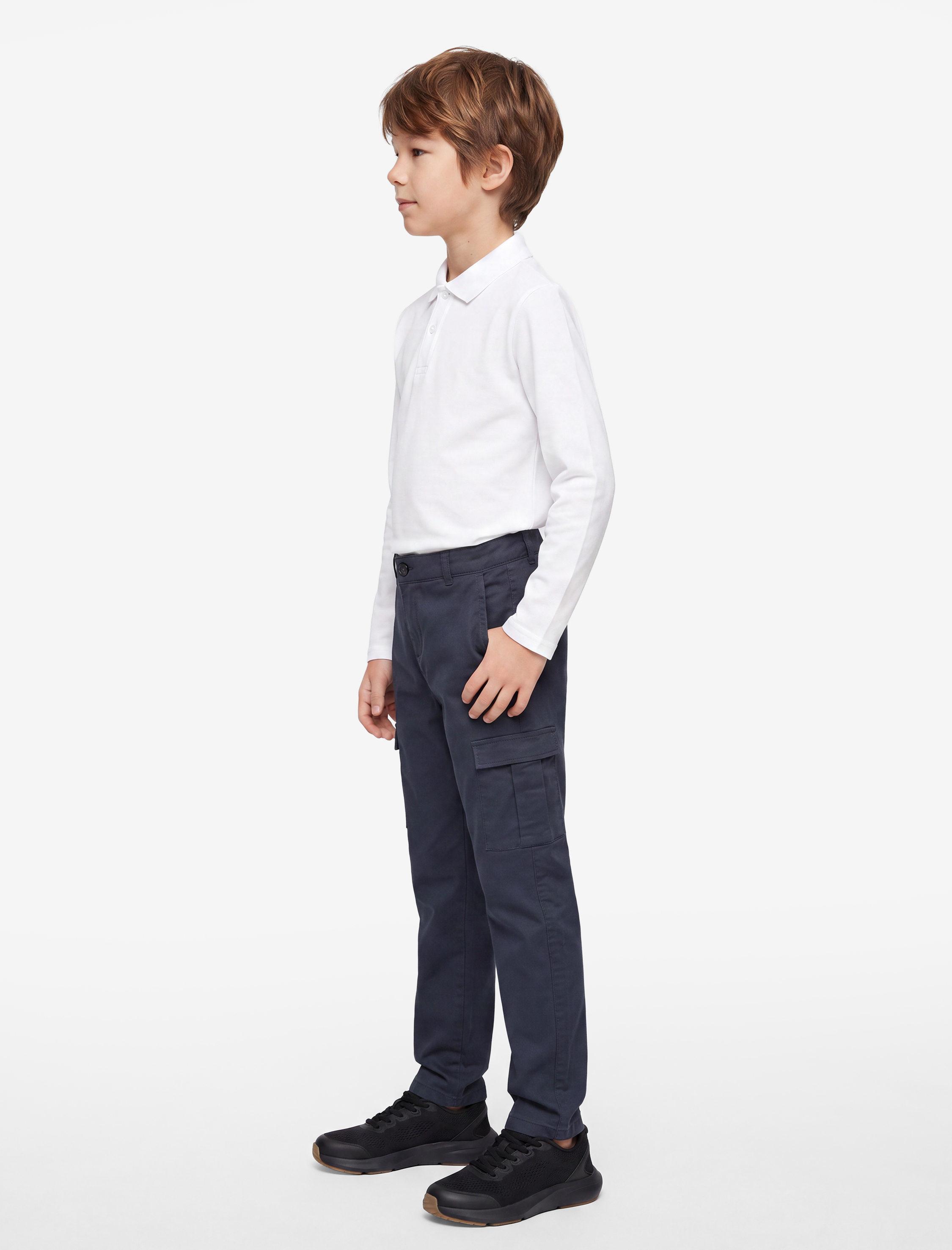  Erkek Çocuk Pamuklu Uzun Kollu Basic Polo Yaka Tişört