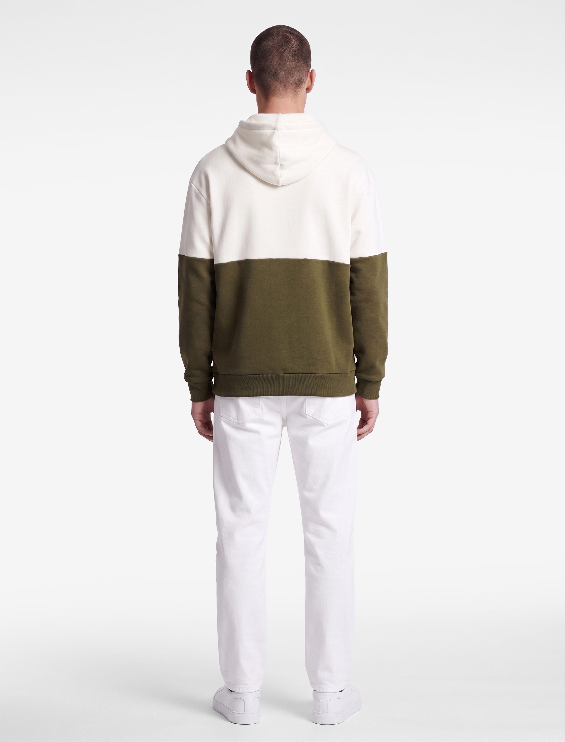   Kapşonlu Renk Bloklu Pamuklu Şardonlu Oversize Kanguru Cepli Hoodie