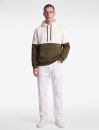 Kapşonlu Renk Bloklu Pamuklu Şardonlu Oversize Kanguru Cepli Hoodie
