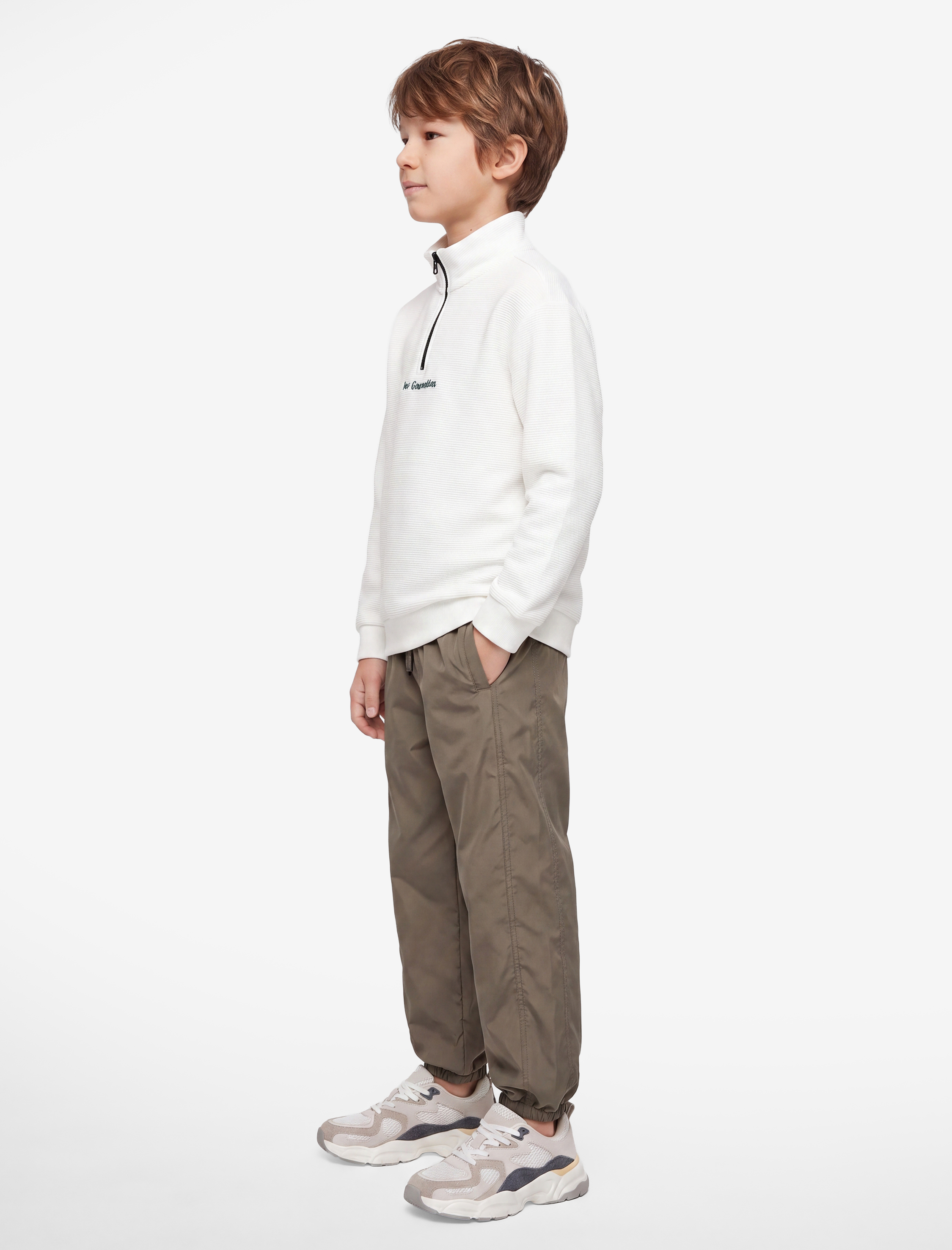  Erkek Çocuk Dik Yaka Uzun Kollu Fermuarlı Sweatshirt