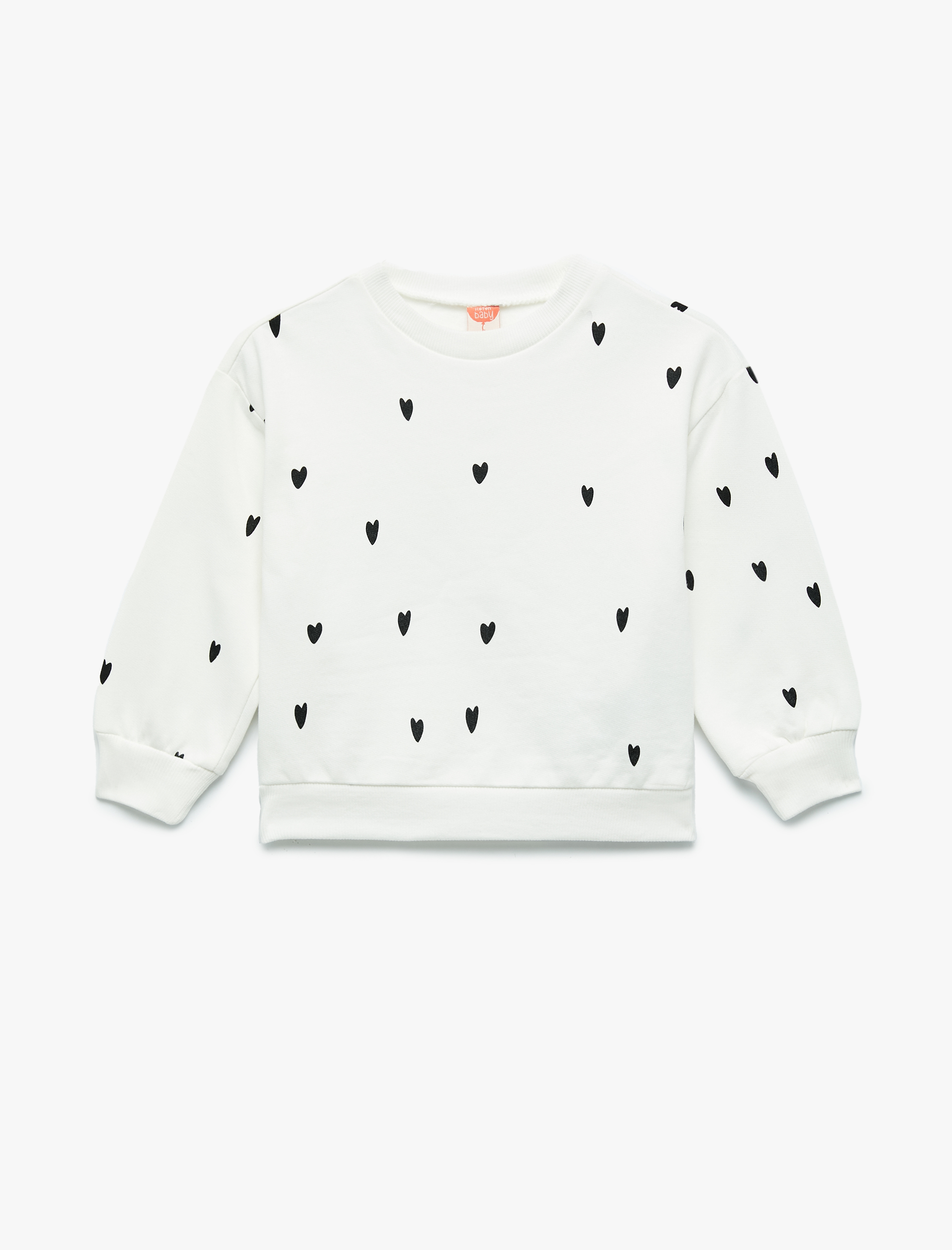 Kız Bebek Pamuklu Uzun Kollu Bisiklet Yaka Şardonlu Sweatshirt
