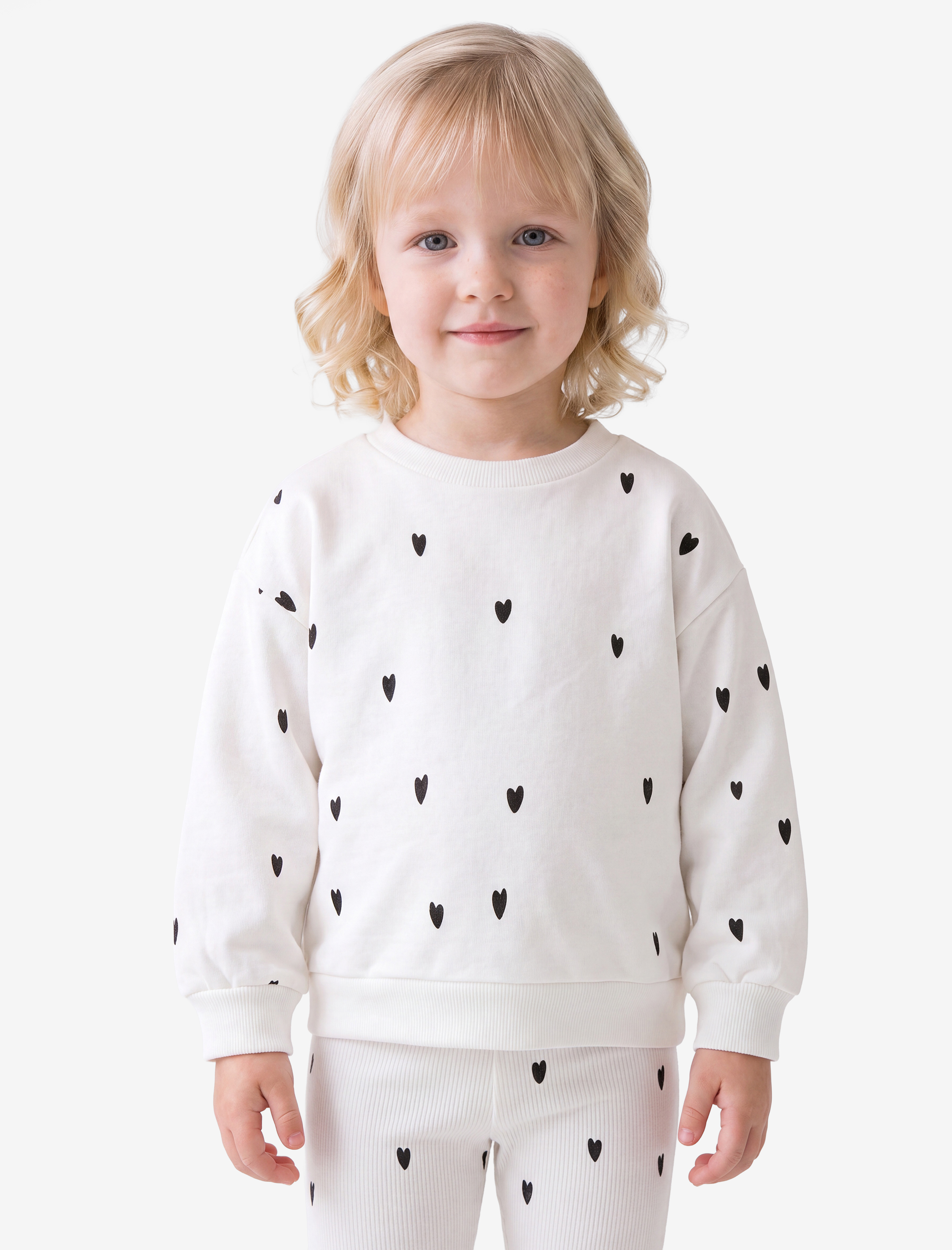  Kız Bebek Pamuklu Uzun Kollu Bisiklet Yaka Şardonlu Sweatshirt