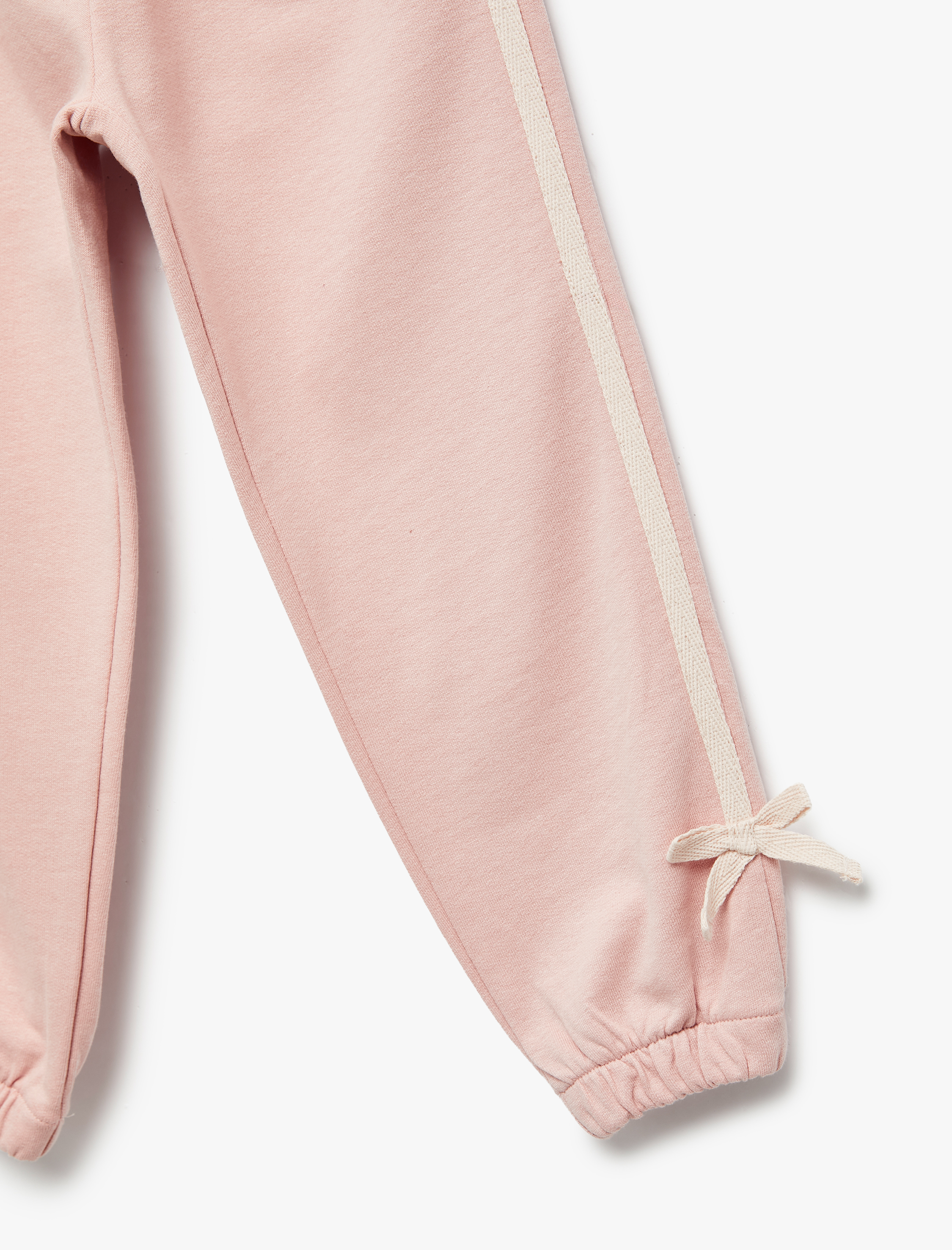  Kız Bebek Pamuklu Beli Lastikli Fiyonk Detaylı Şardonlu Jogger Eşofman Altı