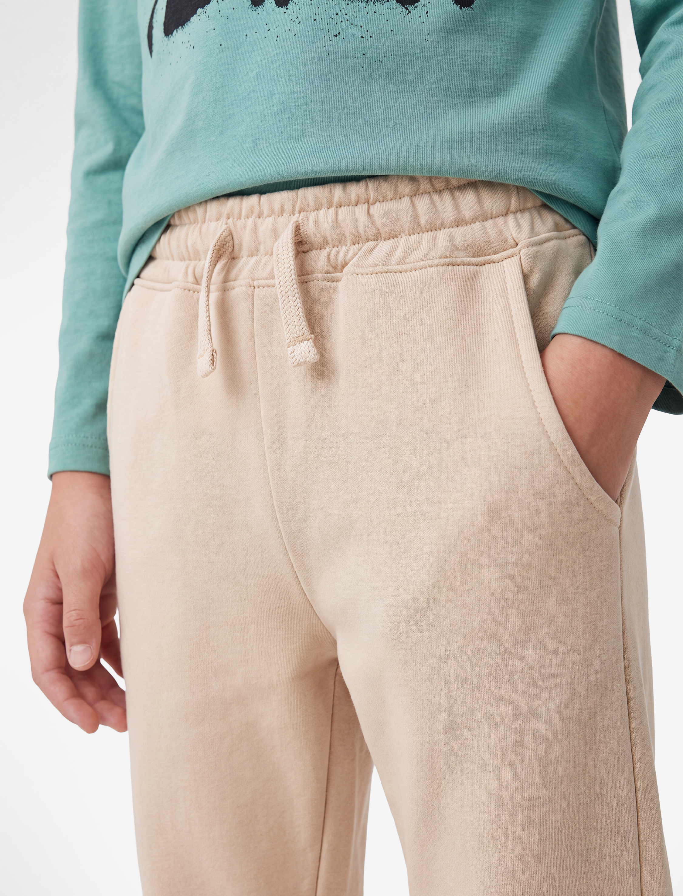  Erkek Çocuk Pamuklu Beli Bağcıklı Şardonlu Jogger Eşofman Altı