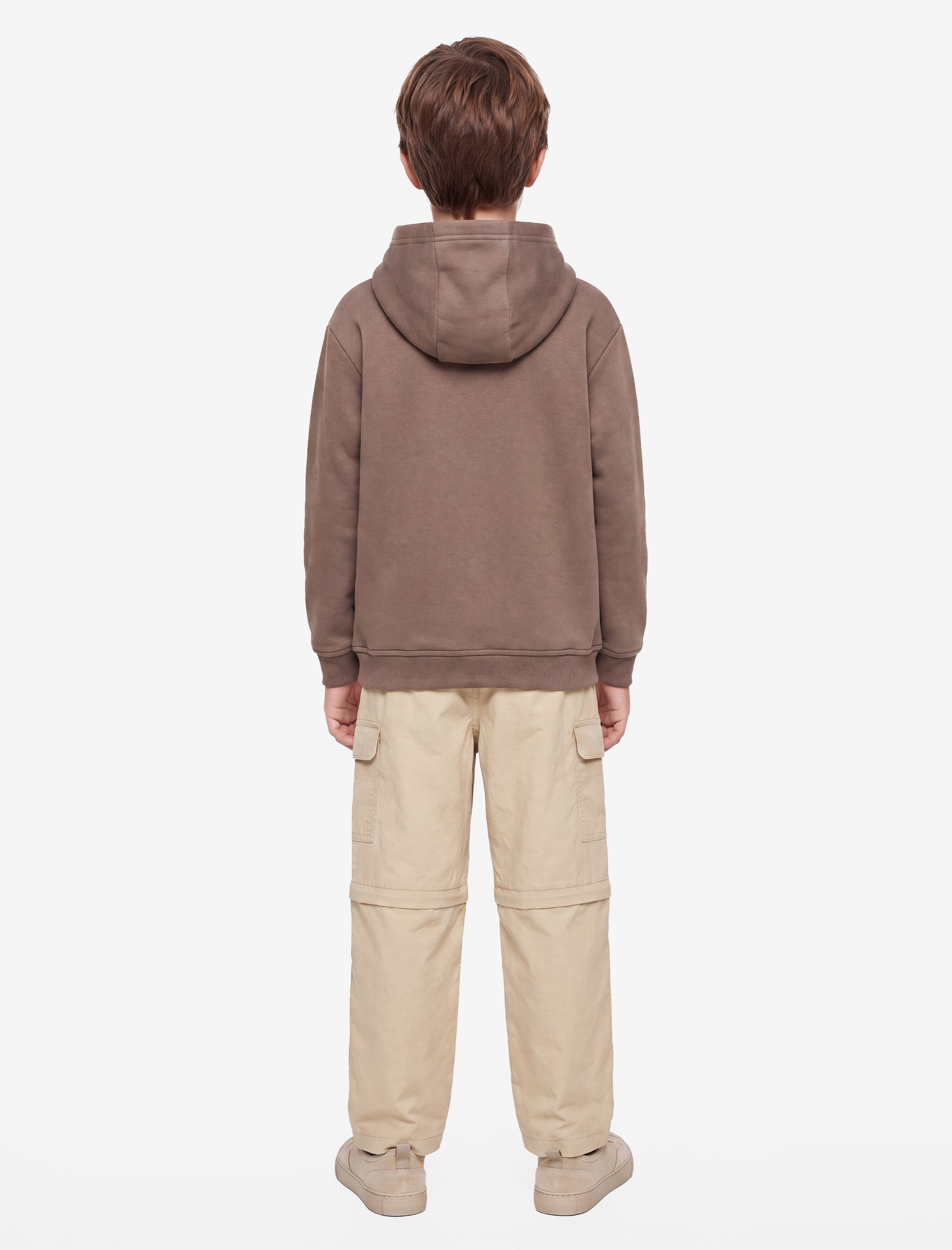  Erkek Çocuk Oversize Şardonlu Uzun Kollu Basic Kapşonlu Sweatshirt