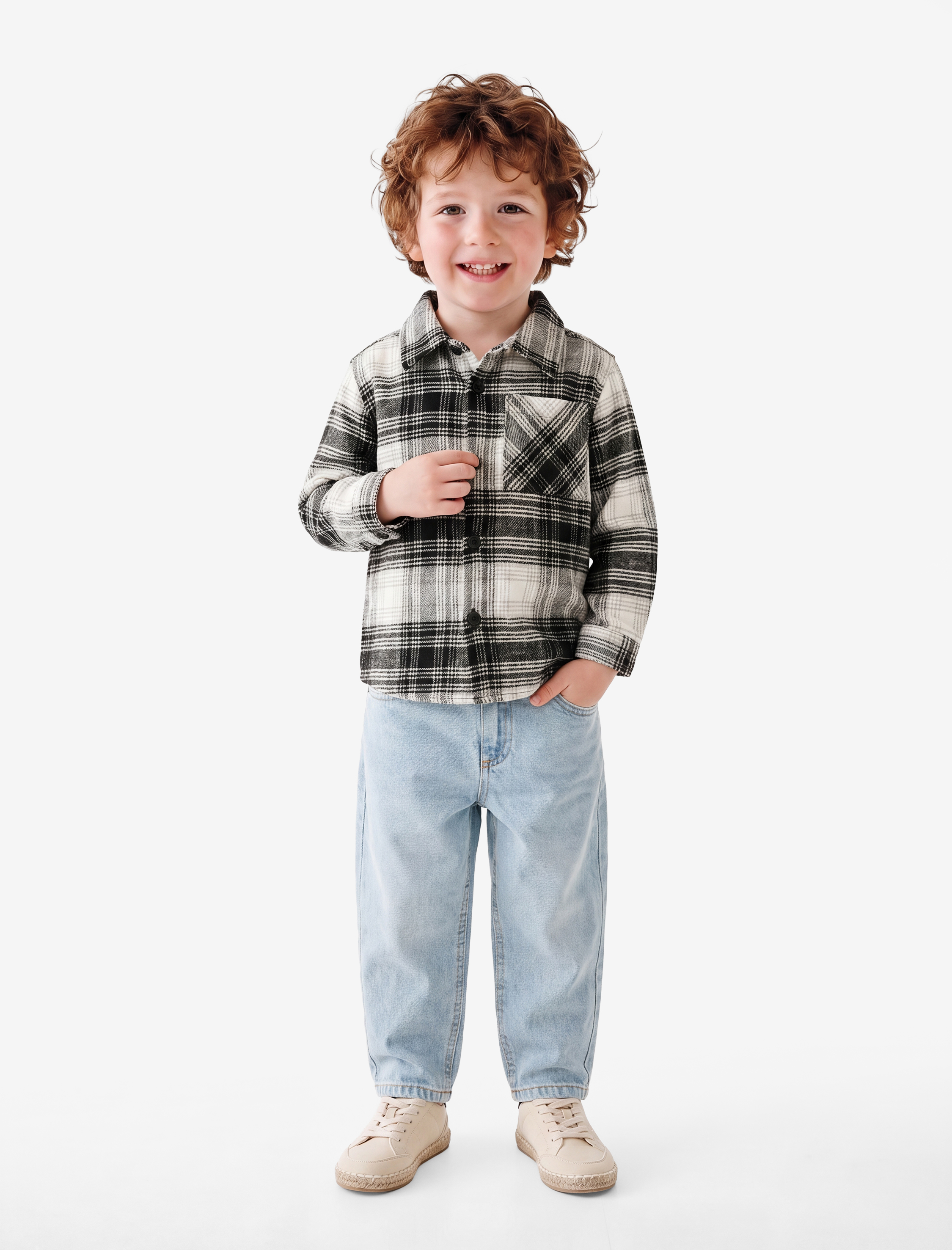  Erkek Bebek Rahat Kesim Pamuklu Denim Pantolon
