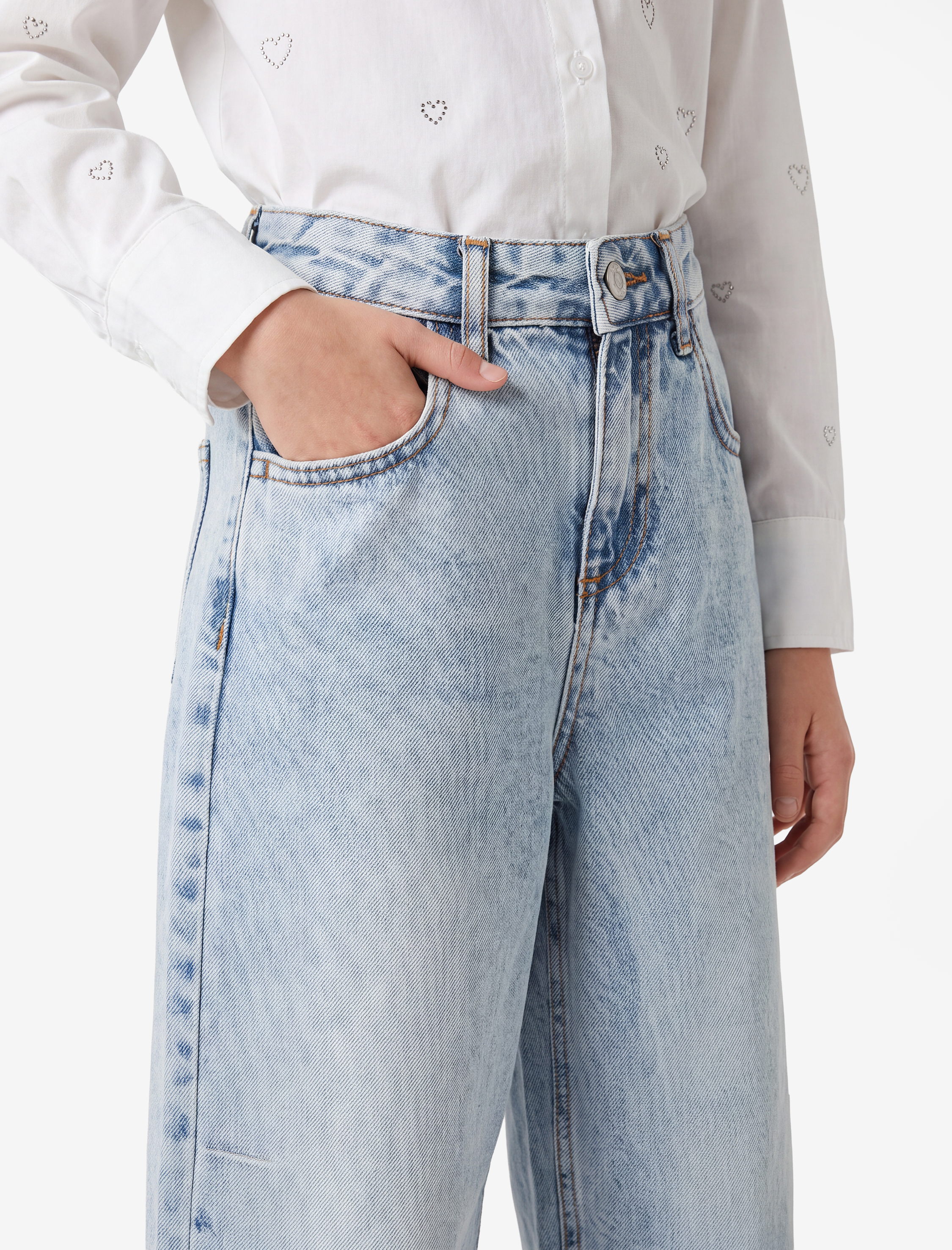  Kız Çocuk Pamuklu Balon Fit Denim Pantolon