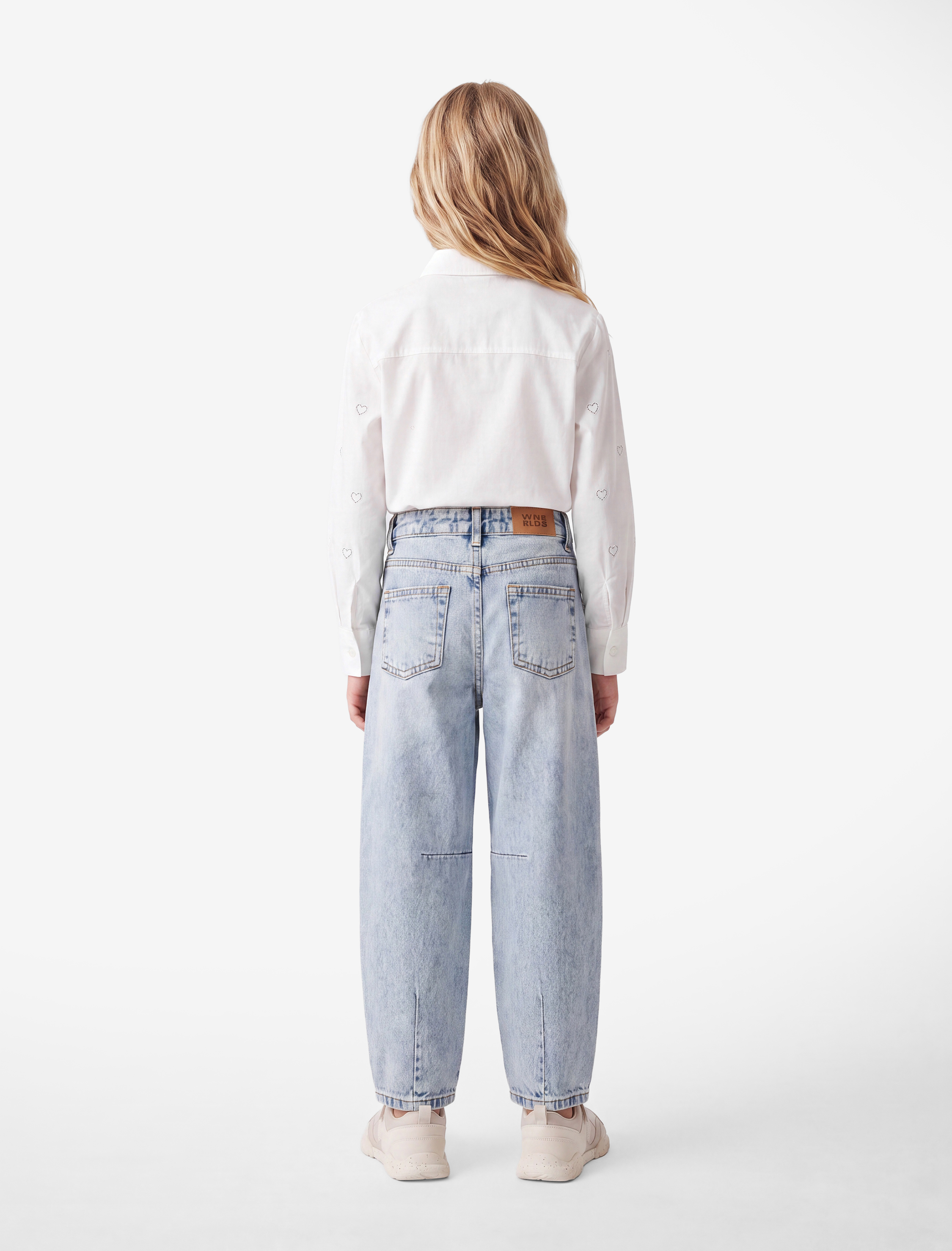 Kız Çocuk Pamuklu Balon Fit Denim Pantolon