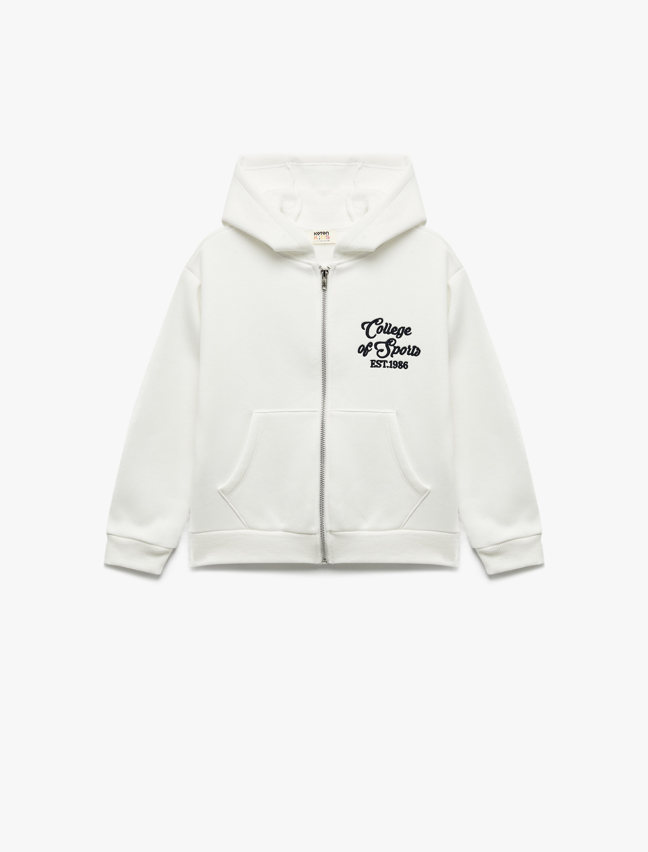  Kız Çocuk Şardonlu Uzun Kollu Kapşonlu Fermuarlı Sweatshirt