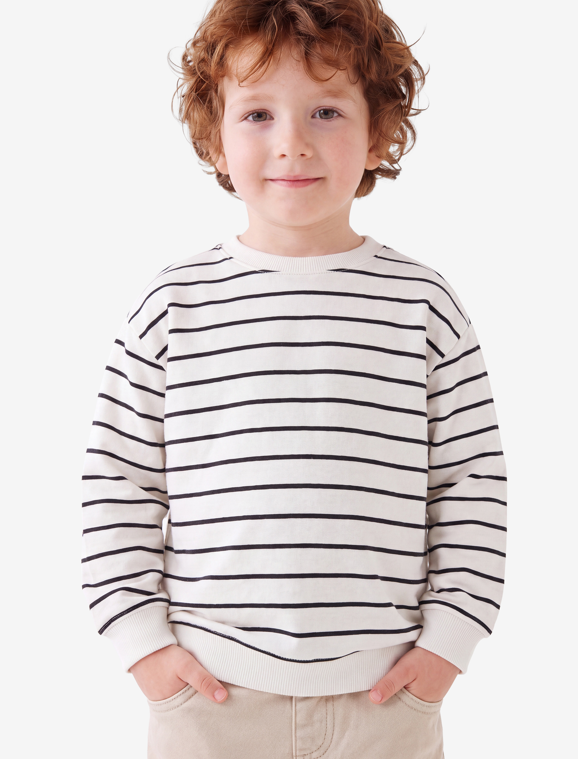  Erkek Bebek Şardonlu Uzun Kollu Bisiklet Yaka Sweatshirt