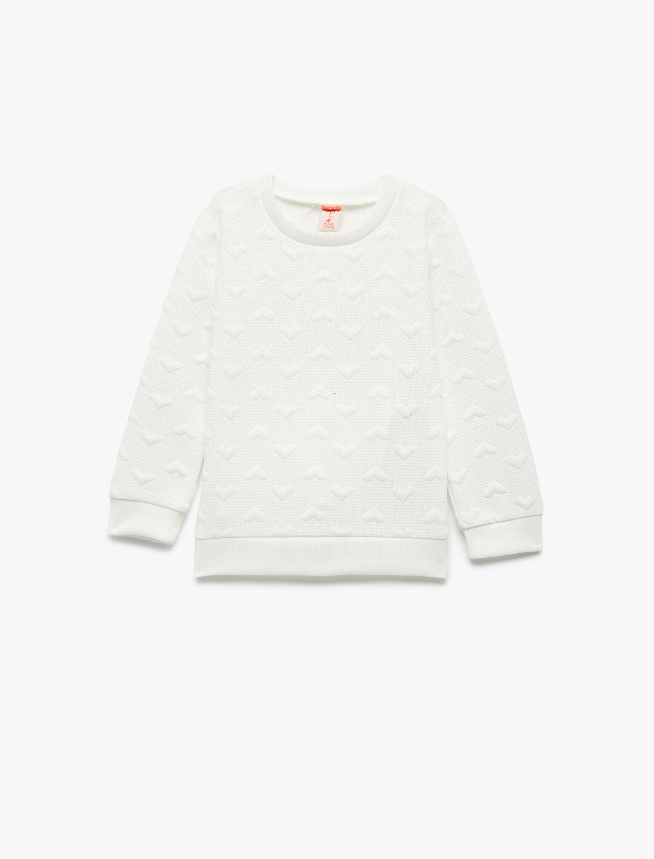  Kız Bebek Kalpli Uzun Kollu Bisiklet Yaka Sweatshirt