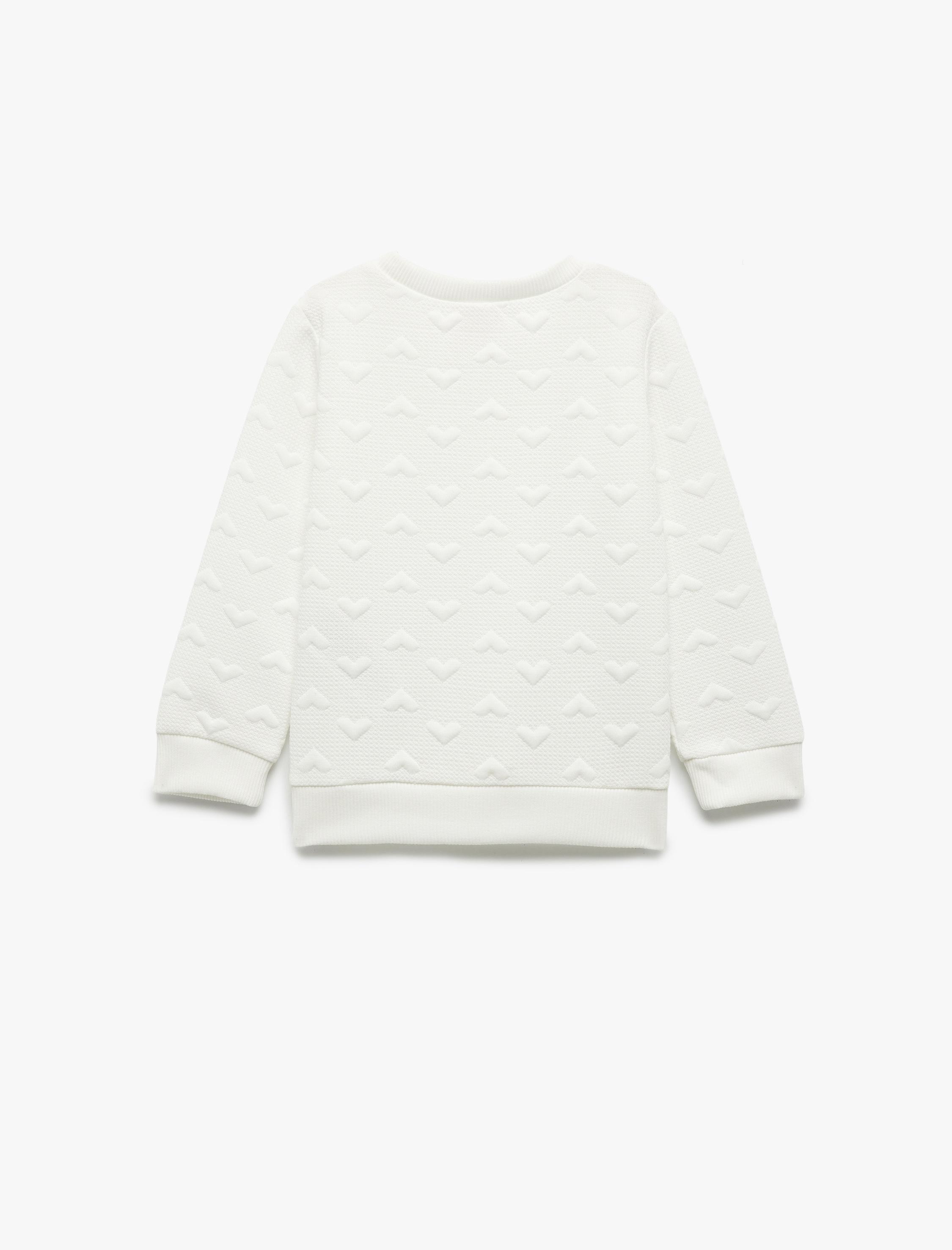 Kız Bebek Kalpli Uzun Kollu Bisiklet Yaka Sweatshirt
