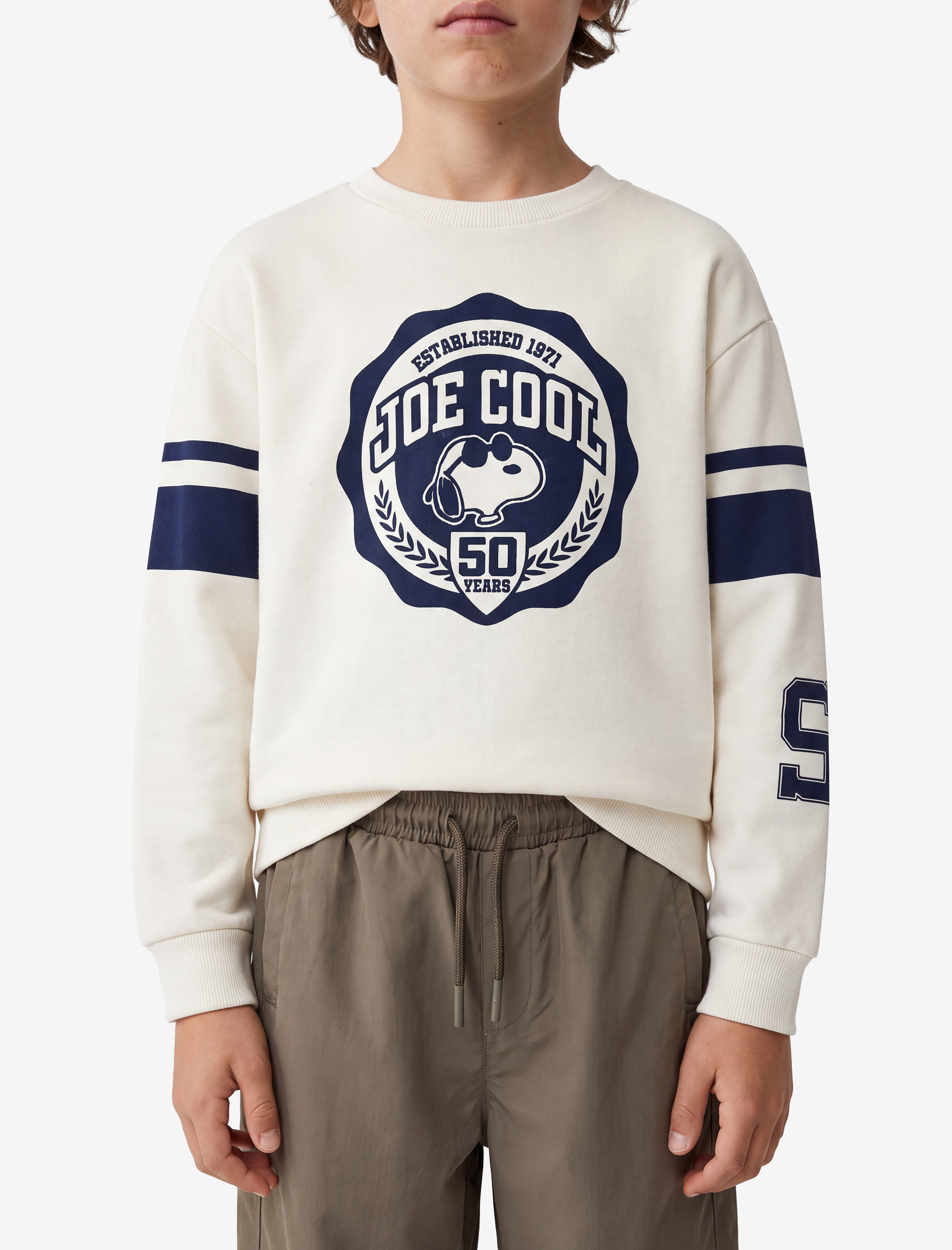  Erkek Çocuk Lisanslı Snoopy Baskılı Uzun Kollu Bisiklet Yaka Şardonlu Sweatshirt