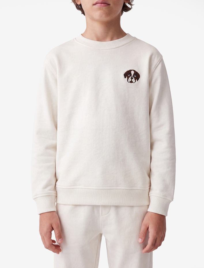 Erkek Çocuk Köpek Baskılı Uzun Kollu Bisiklet Yaka Sweatshirt
