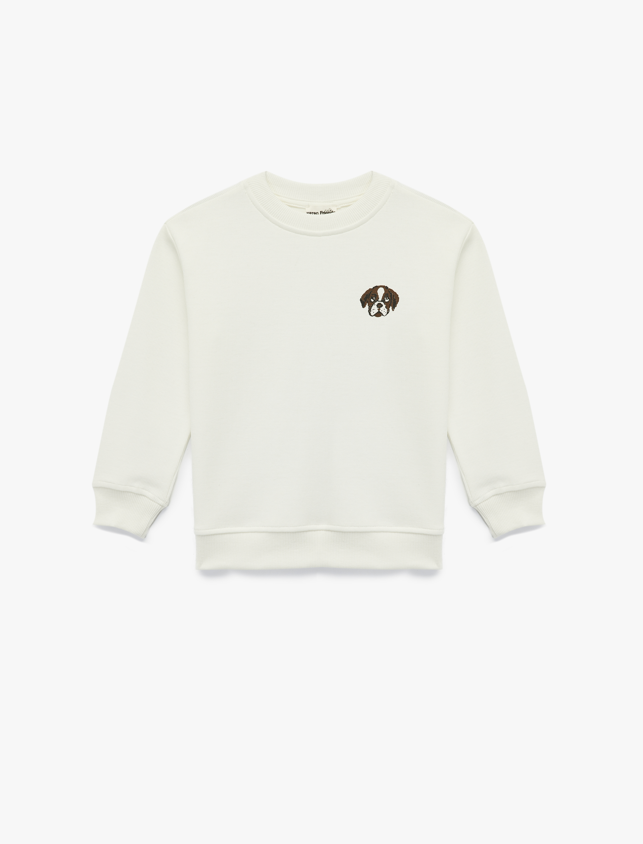  Erkek Çocuk Köpek Baskılı Uzun Kollu Bisiklet Yaka Sweatshirt