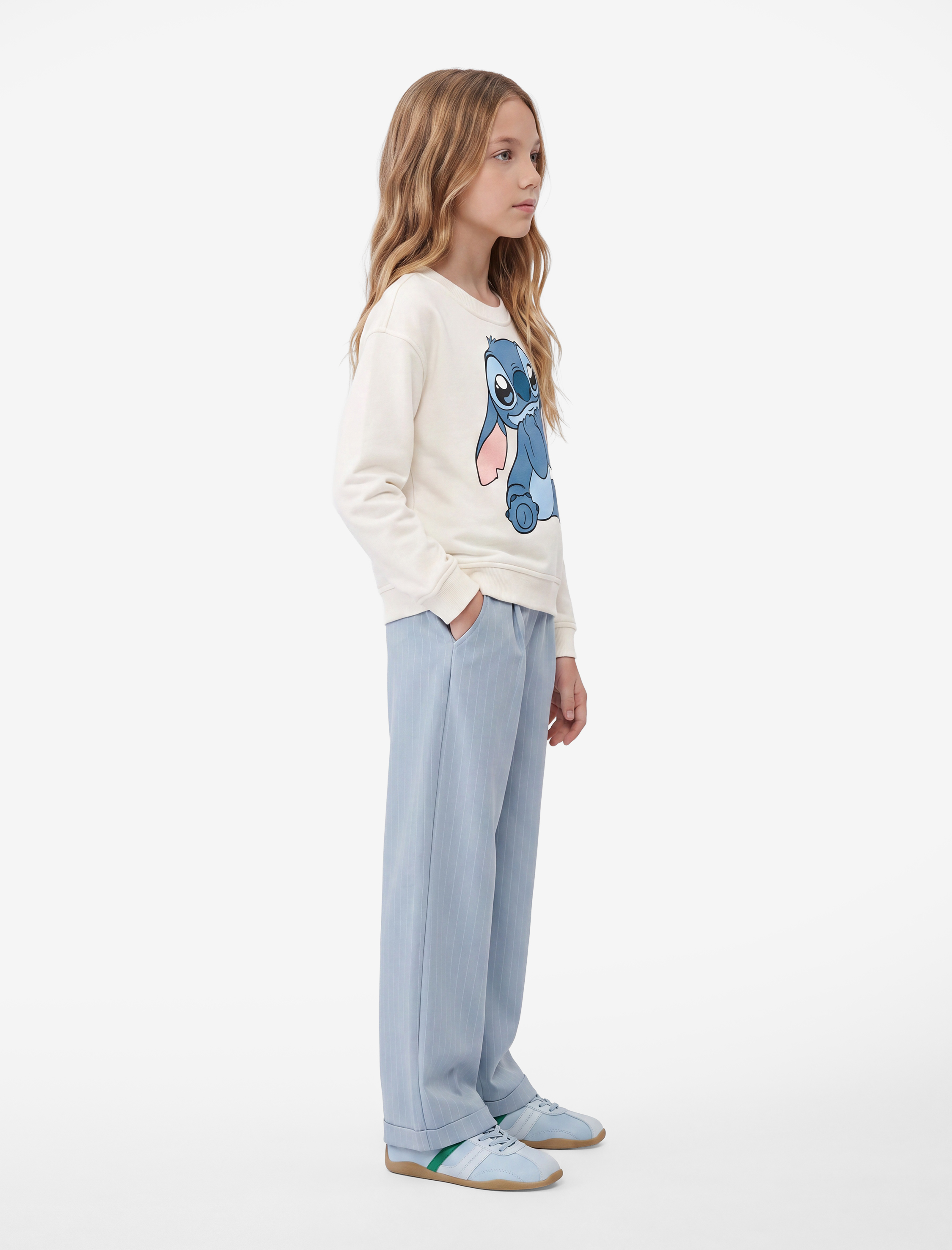  Kız Çocuk Lisanslı Uzun Kollu Bisiklet Yaka Stitch Baskılı Şardonlu Sweatshirt