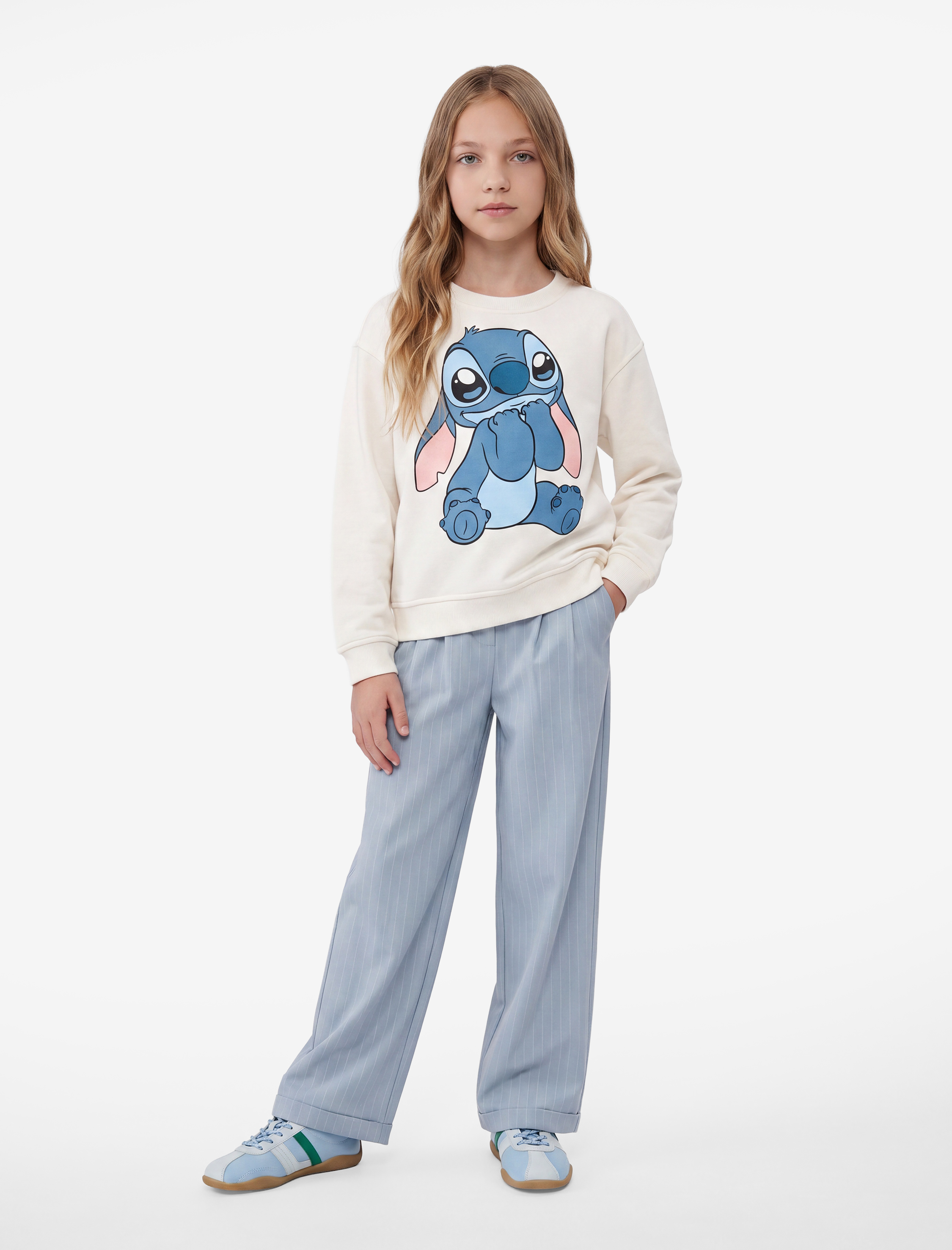  Kız Çocuk Lisanslı Uzun Kollu Bisiklet Yaka Stitch Baskılı Şardonlu Sweatshirt