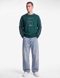 Bisiklet Yaka Uzun Kollu Baskılı Şardonlu Sweatshirt