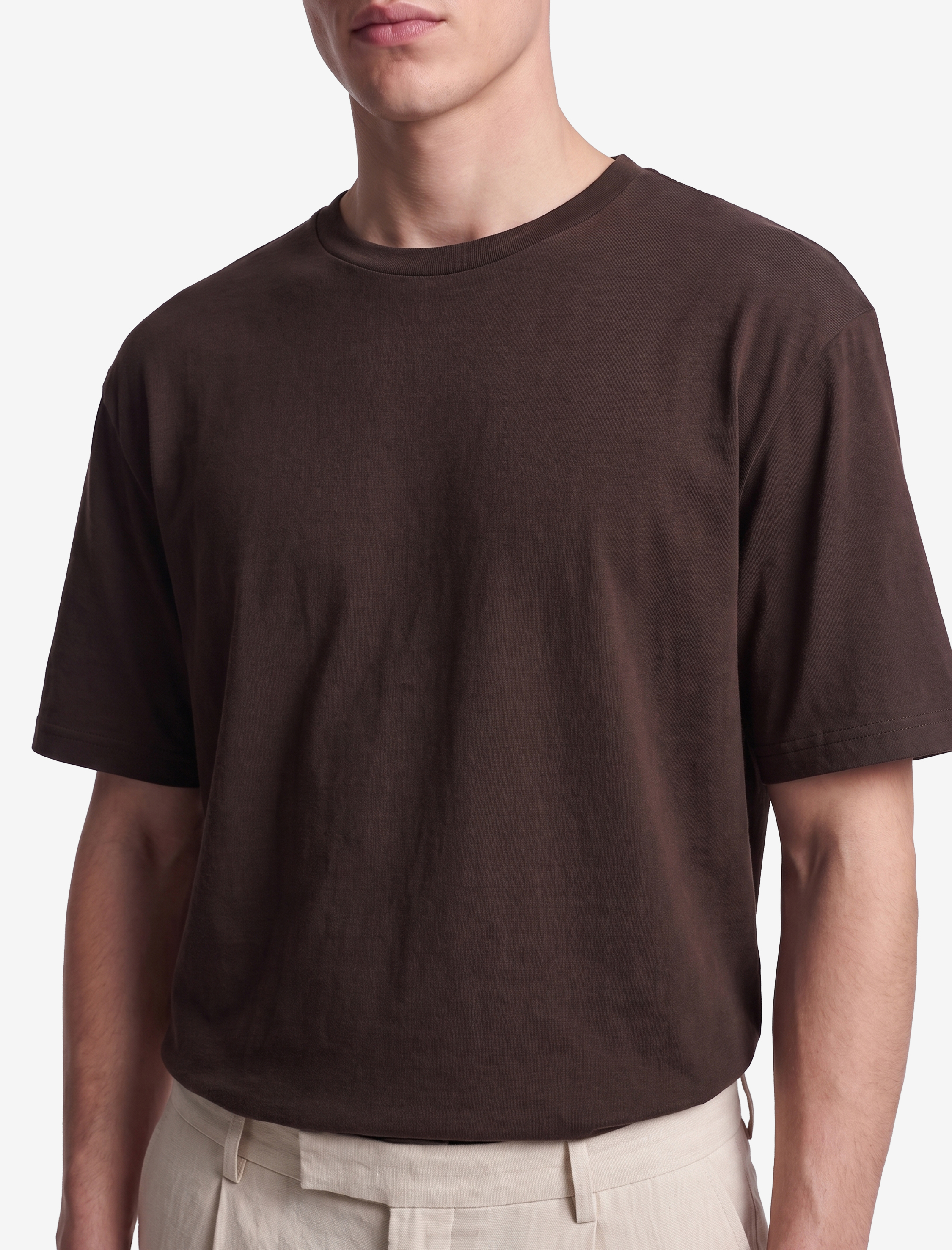   Pamuklu Bisiklet Yaka Kısa Kollu Basic Oversize Tişört