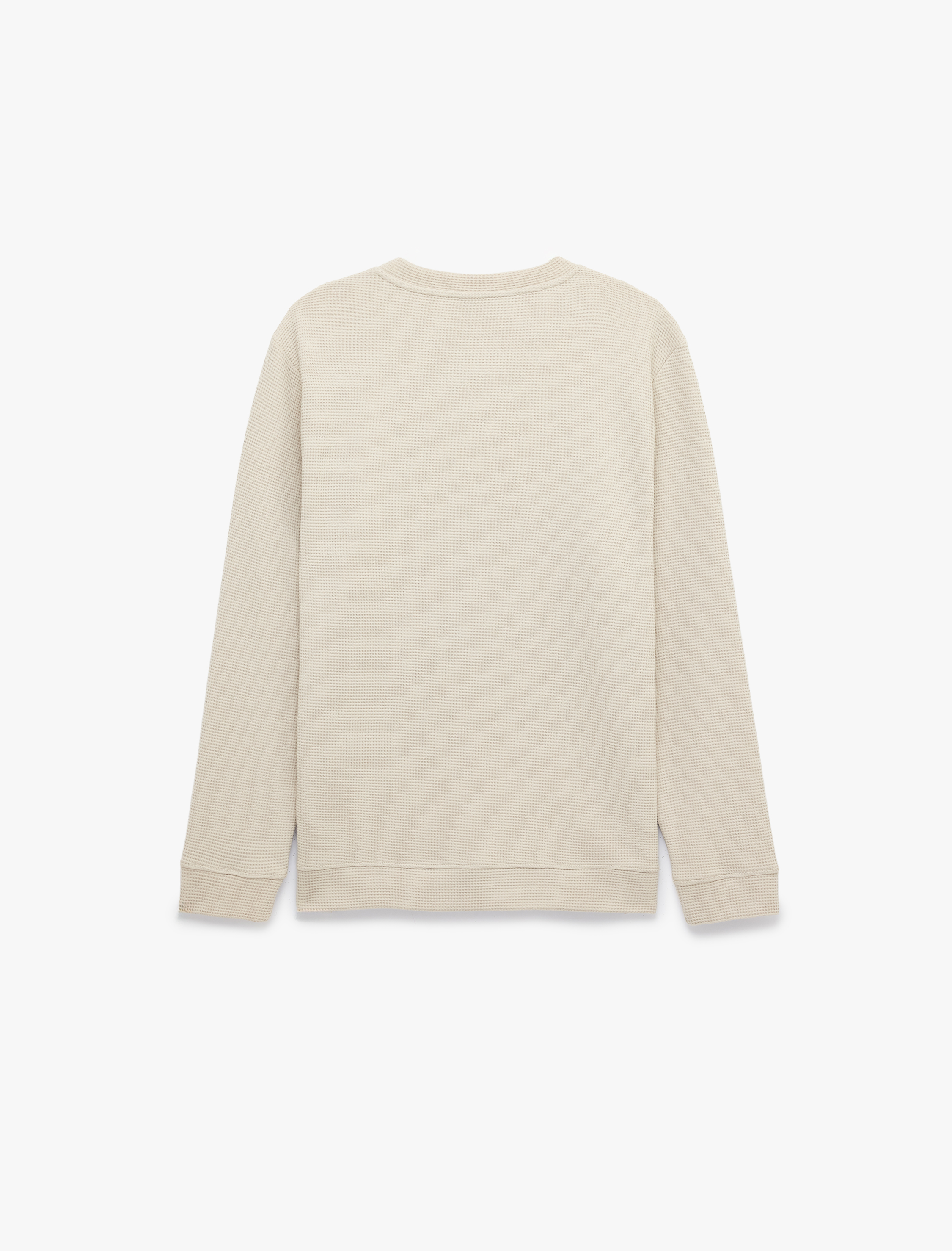   Pamuklu Uzun Kollu Dokulu Basic Bisiklet Yaka Sweatshirt