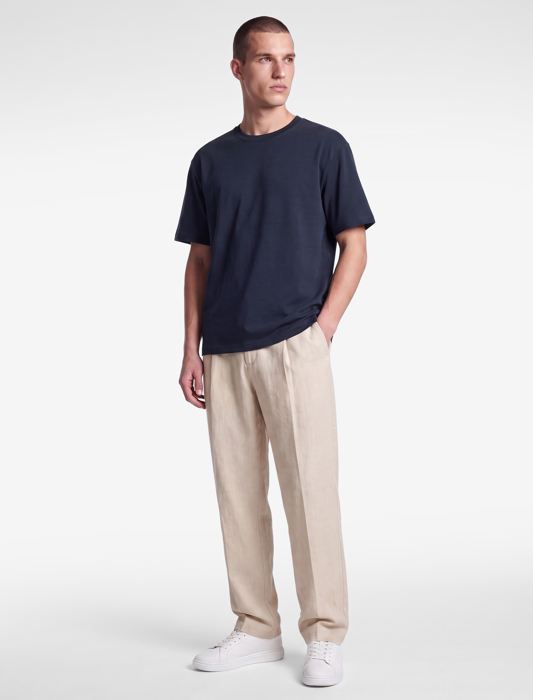   Pamuklu Bisiklet Yaka Kısa Kollu Basic Oversize Tişört