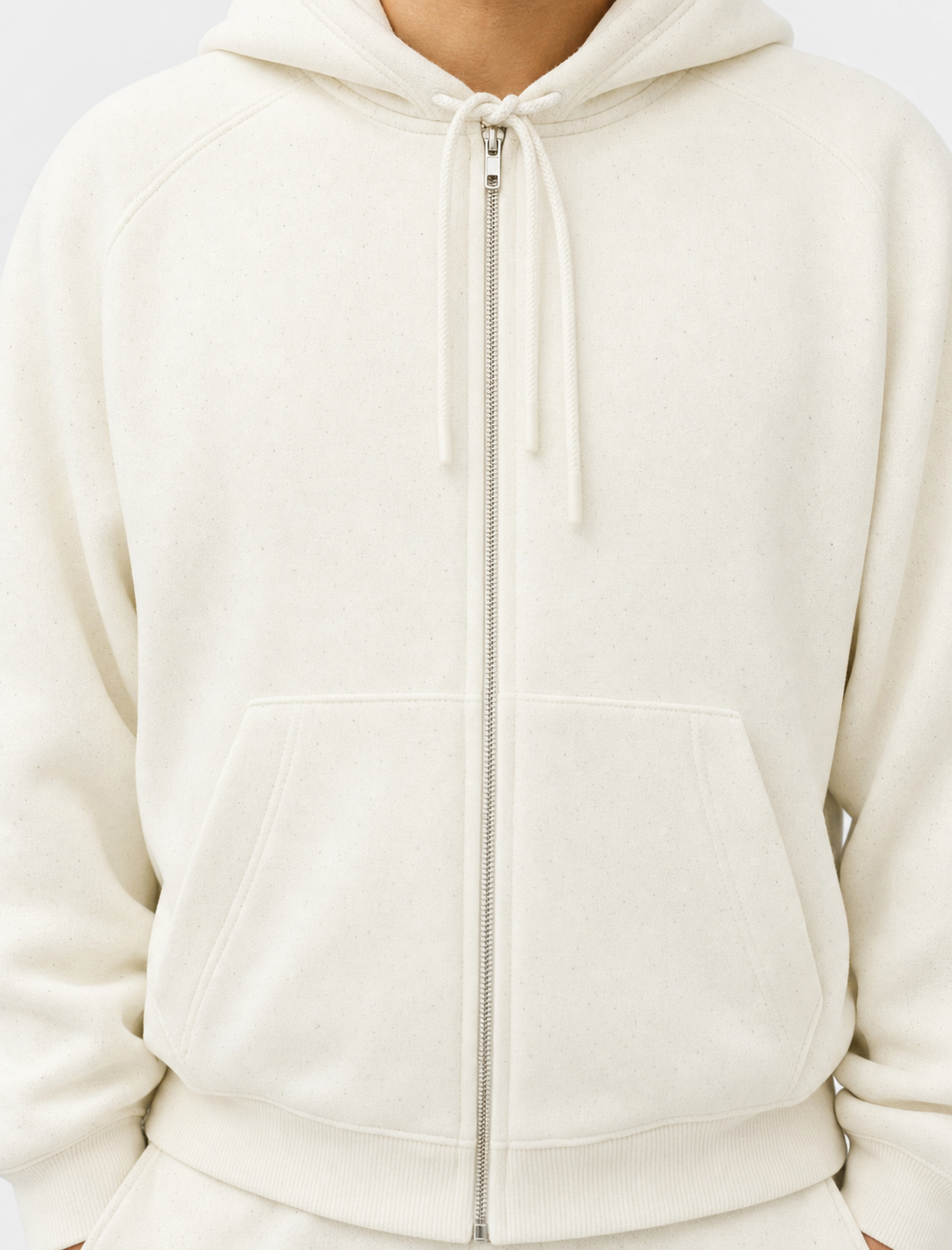   Şardonlu Kanguru Cepli Arkası Baskılı Cepli Simli Kapüşonlu Fermuarlı Crop Sweatshirt